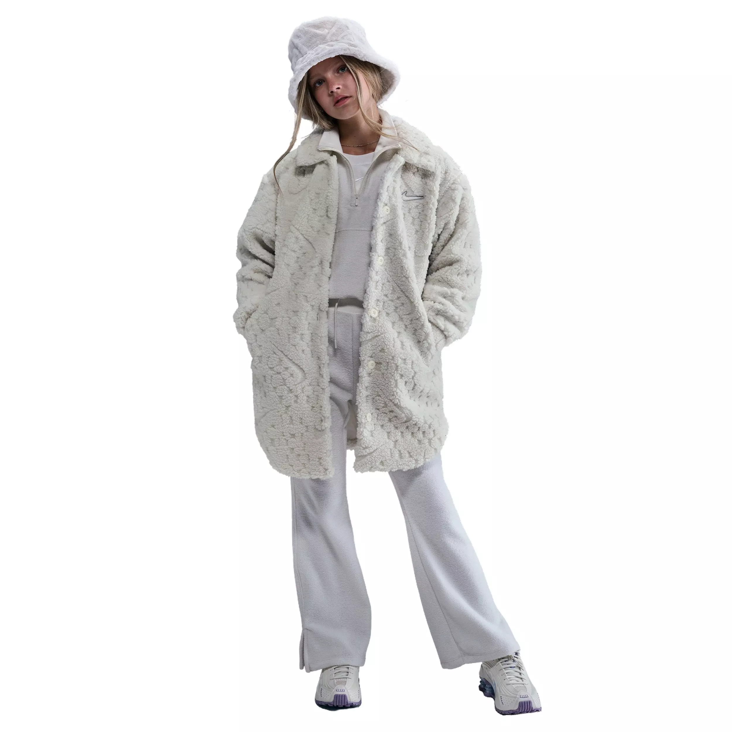 Nike Big Girls' Sportswear Cozy Deluxe Jacket - Pearl - PEARL