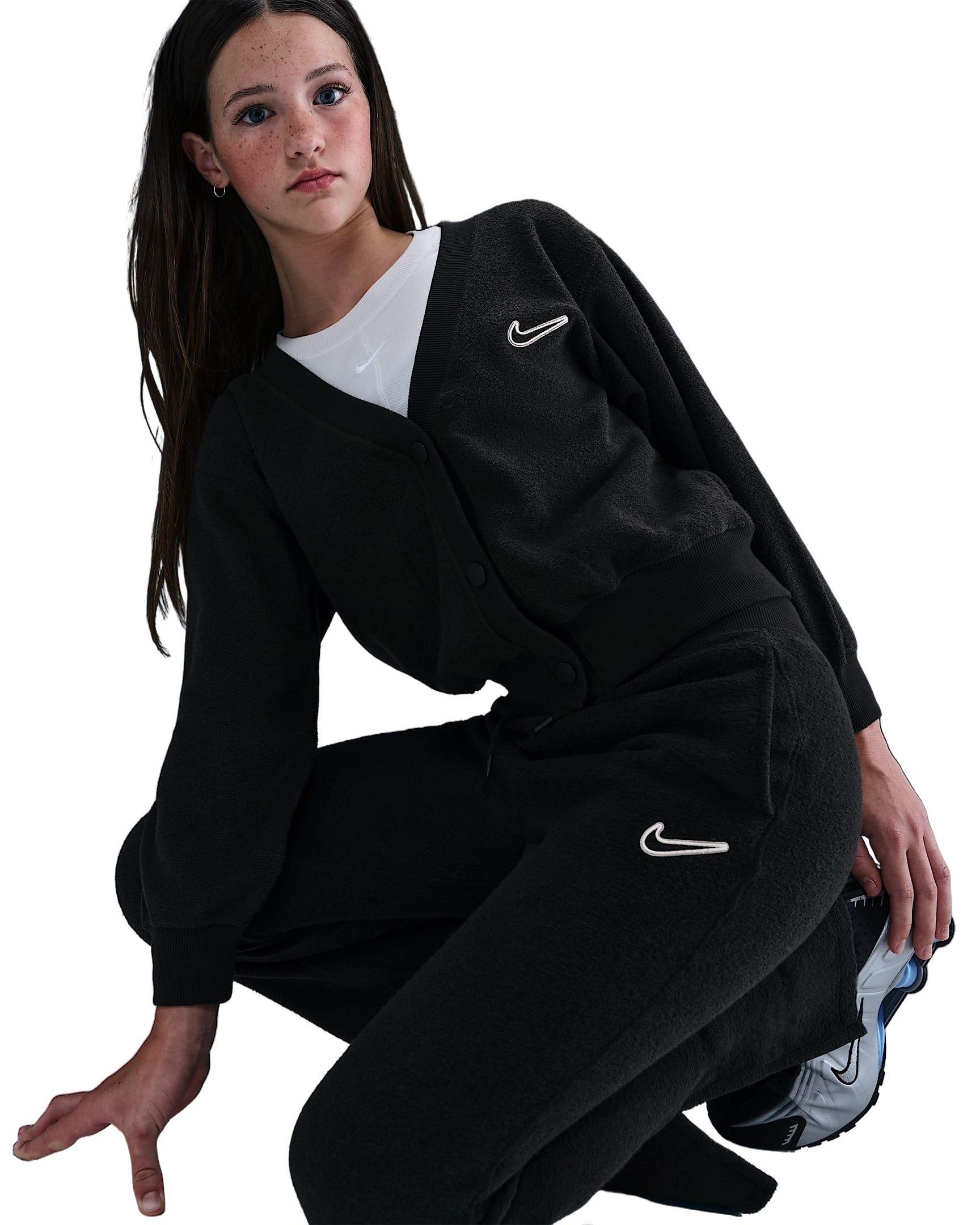 Nike Big Girls' Sportswear Cozy Fleece Pants - Black - BLACK Thumbnail View 3