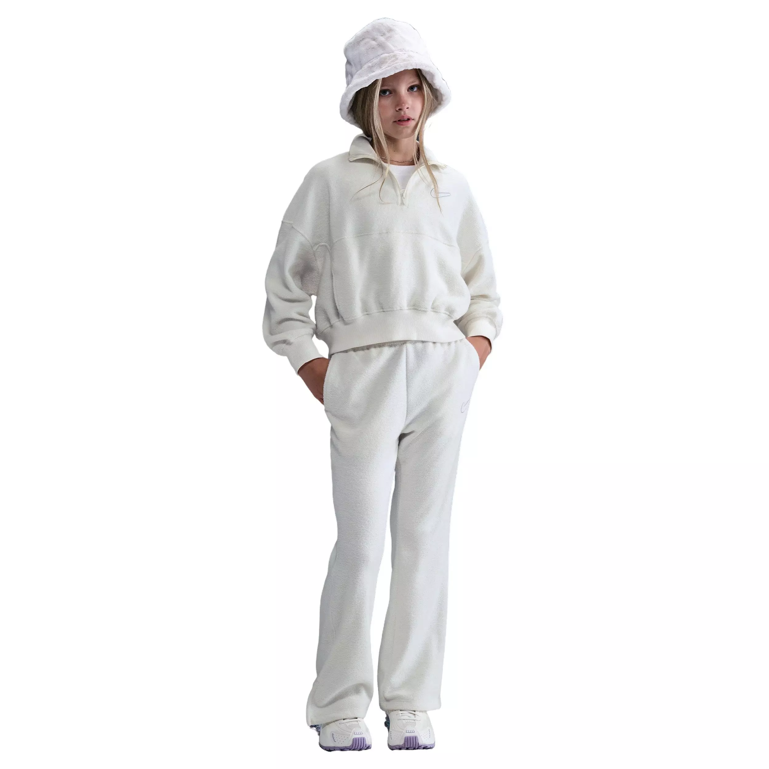 Nike Big Girls' Sportswear Cozy Fleece Pants - Pearl - PEARL