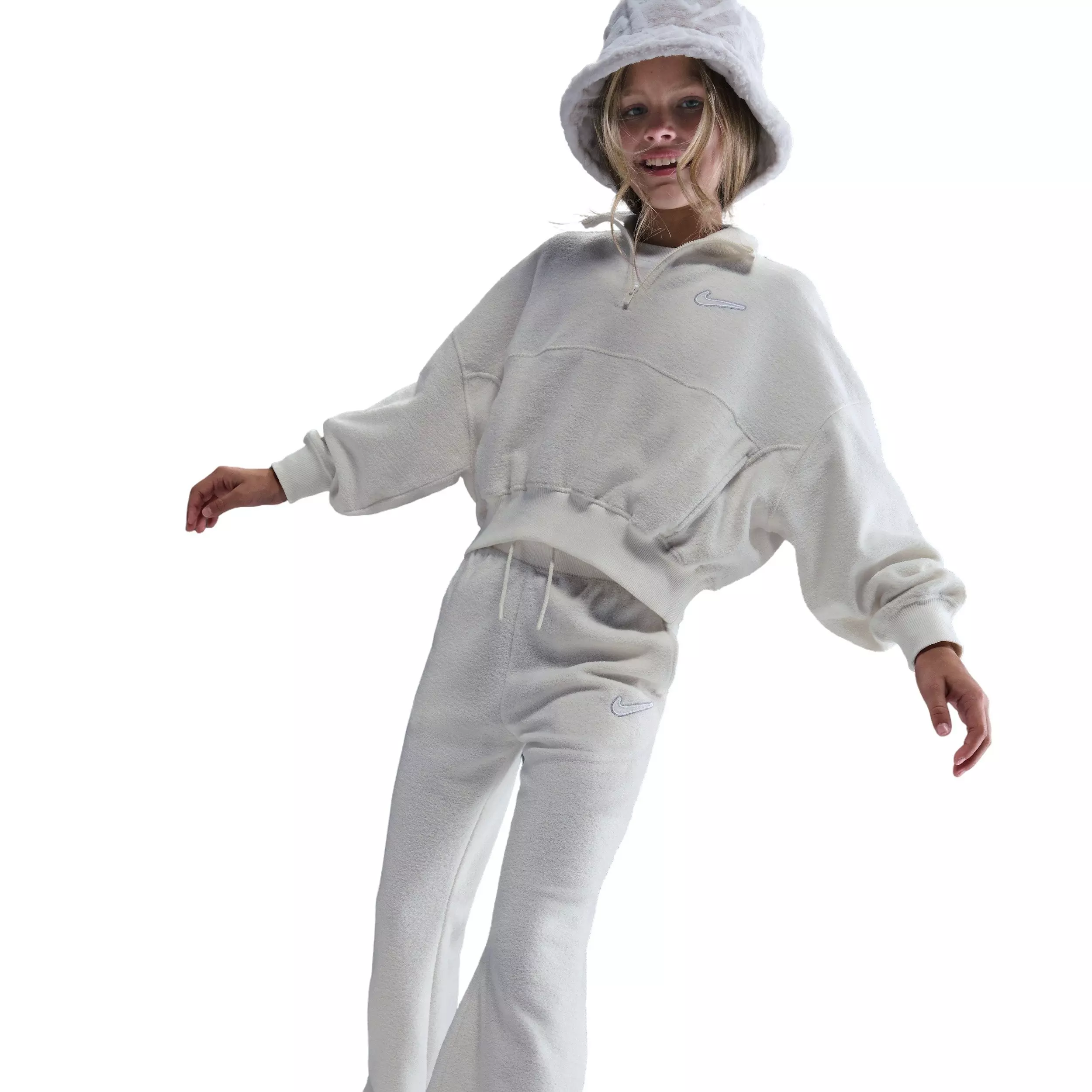 Nike Big Girls' Sportswear Cozy Fleece Pants - Pearl - PEARL