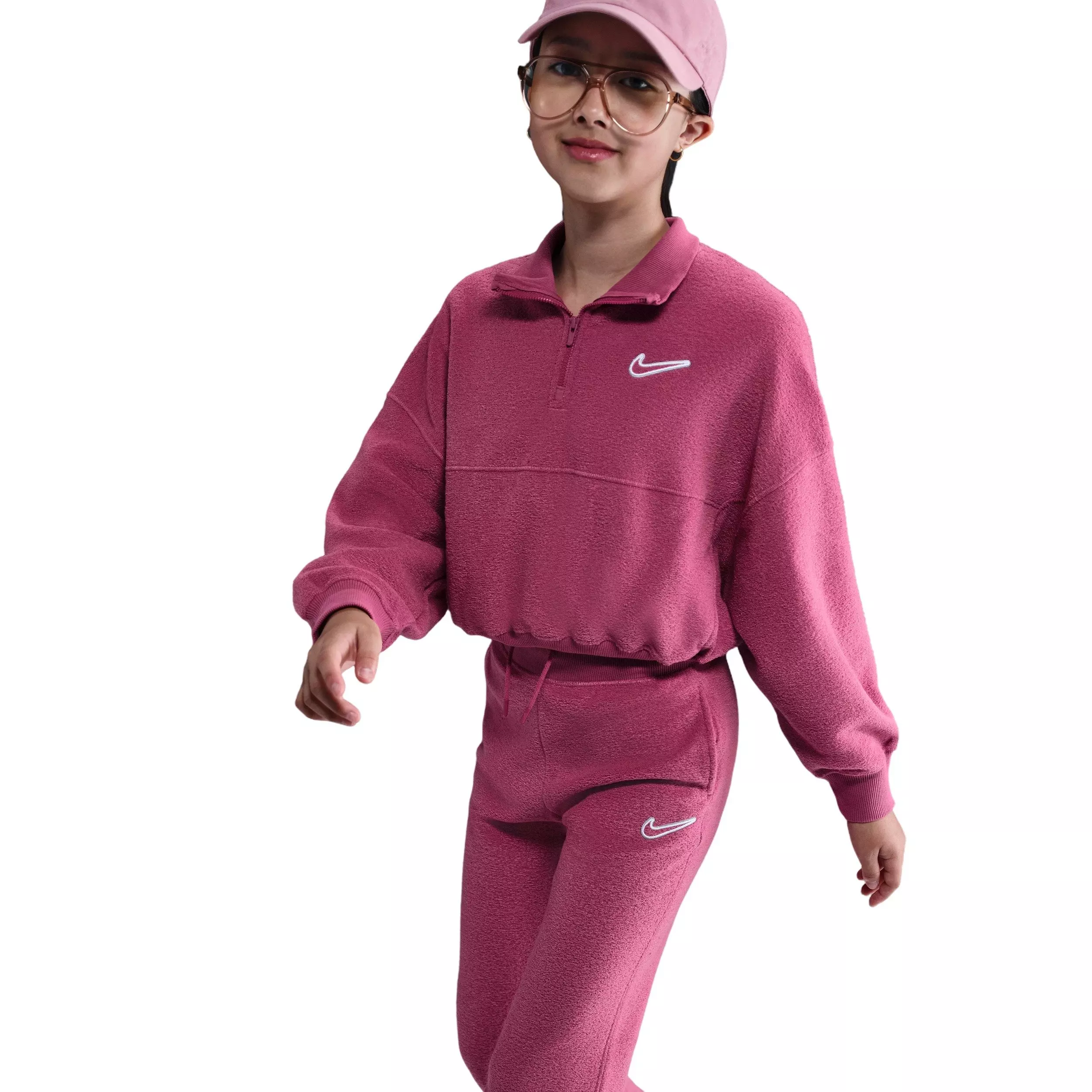 Nike Big Girls' Sportswear Fleece Pants -Beet Purple - BEET PURPLE
