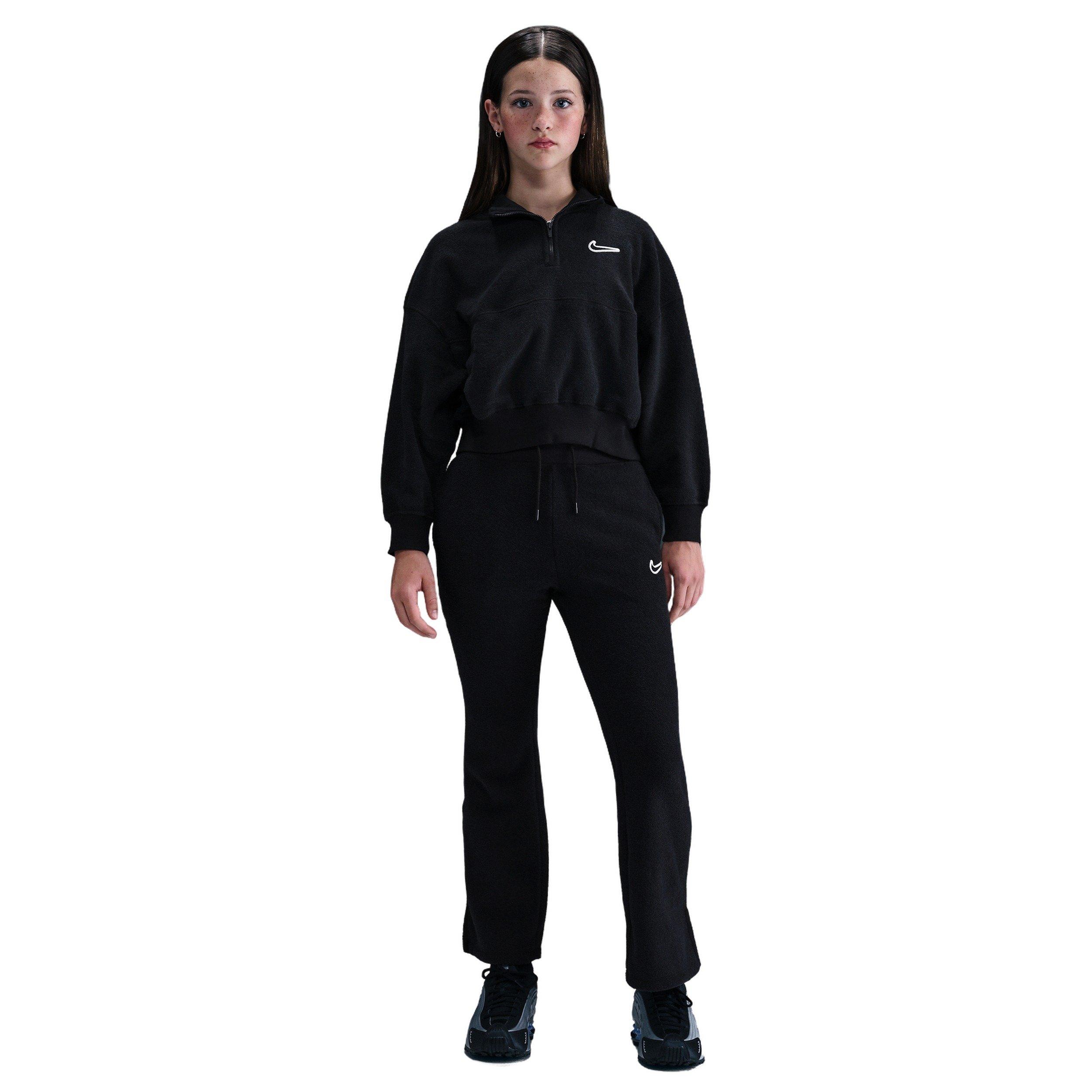 Nike Sportswear Long-Sleeve Fleece Cozy Big Girls' Black Top 2