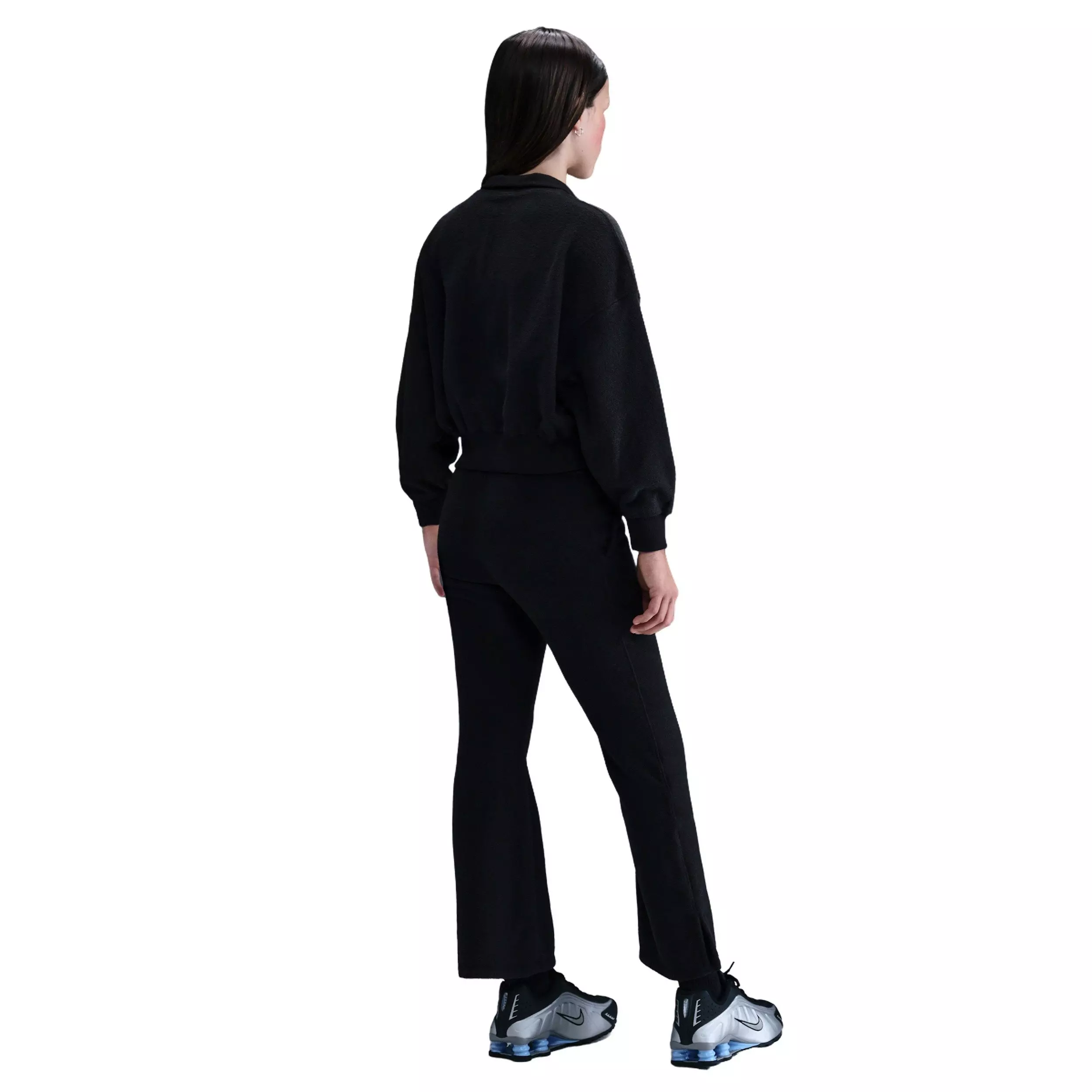 Nike Big Girls' Sportswear Long-Sleeve Fleece Cozy Top 2 - Black - BLACK