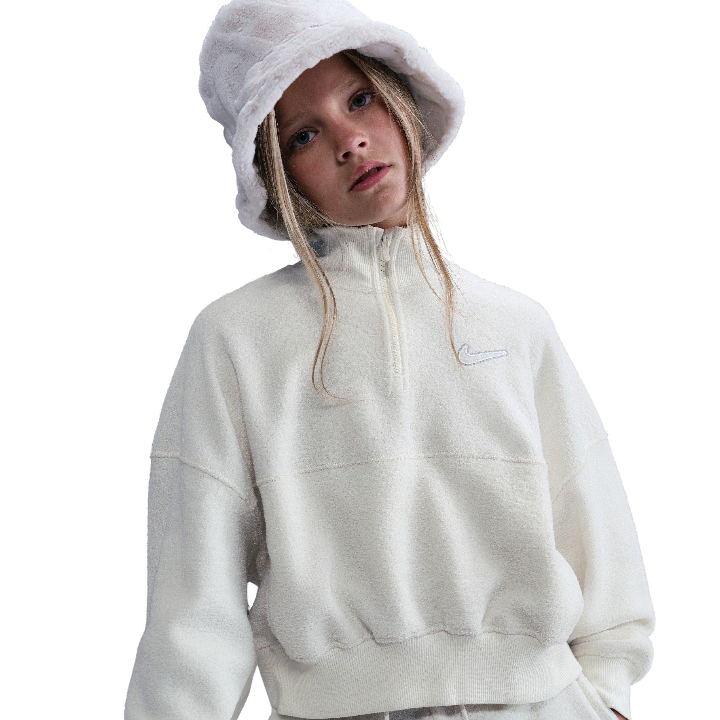 Nike Big Girls' Sportswear Long-Sleeve Fleece Cozy Top 2 - Pearl - PEARL Thumbnail View 1