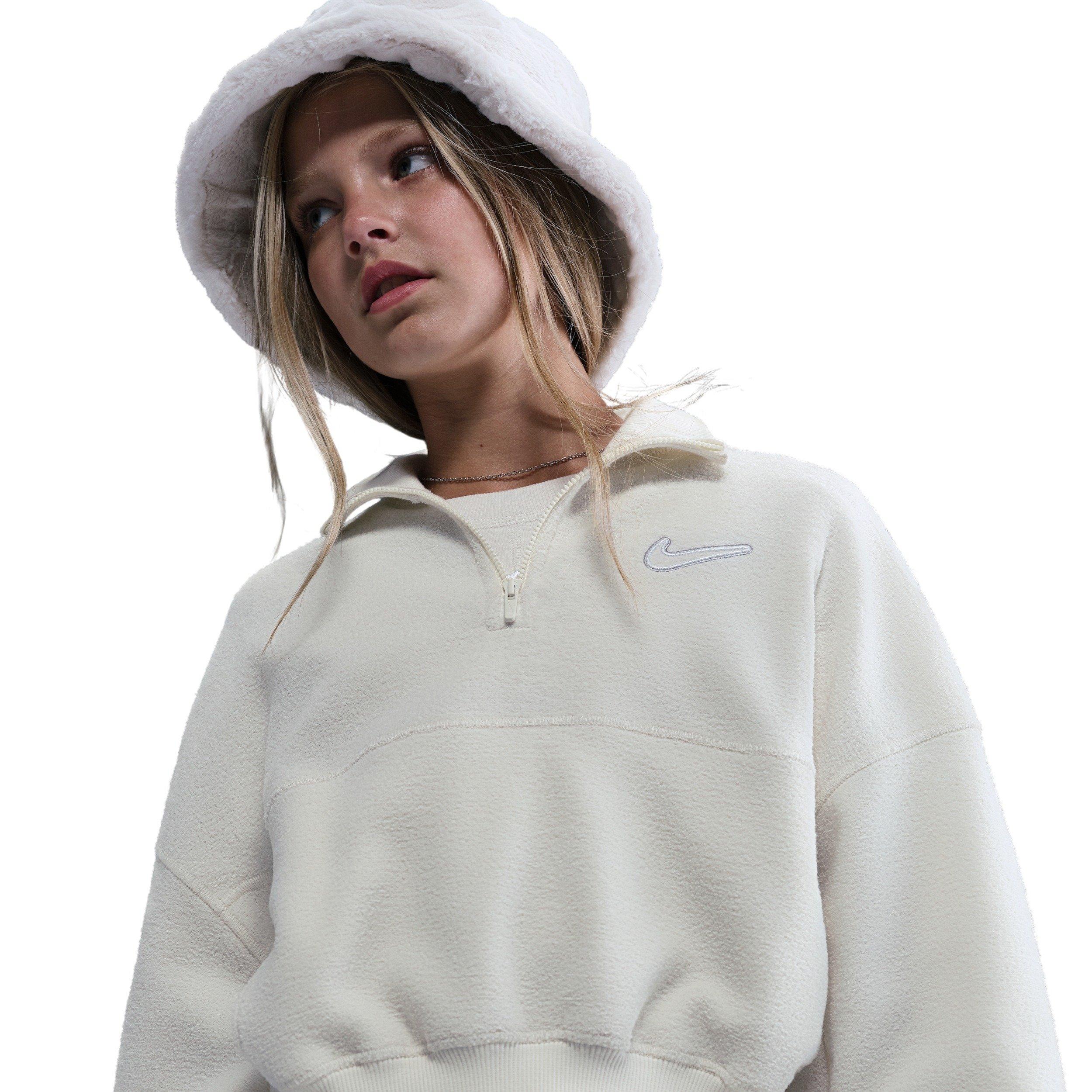 Nike Big Girls' Sportswear Long-Sleeve Fleece Cozy Top 2 - Pearl - PEARL Thumbnail View 3