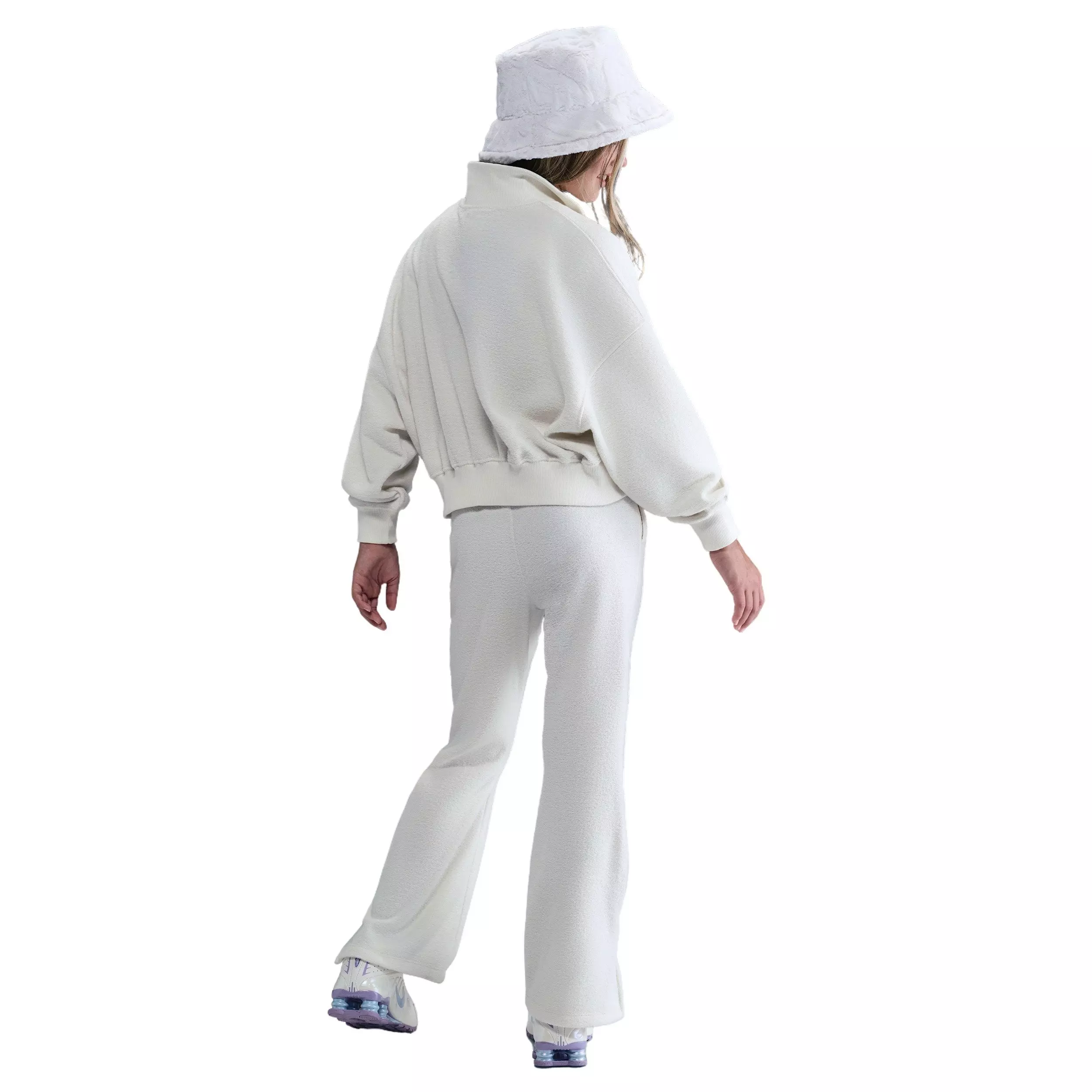 Nike Big Girls' Sportswear Long-Sleeve Fleece Cozy Top 2 - Pearl - PEARL