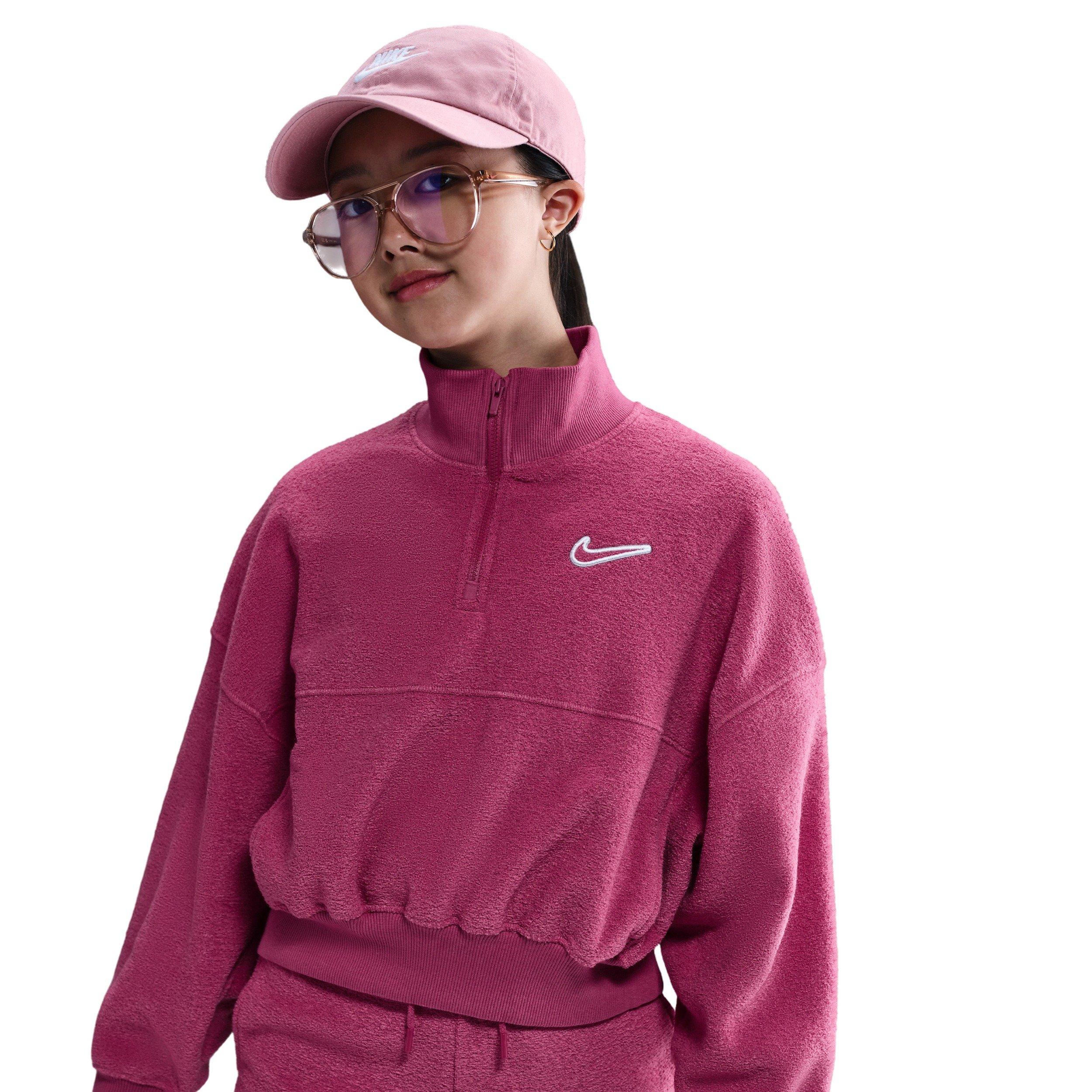 Nike Big Girls' Sportswear Long-Sleeve Fleece Cozy Top 2 - Beet Purple - BEET PURPLE Thumbnail View 1