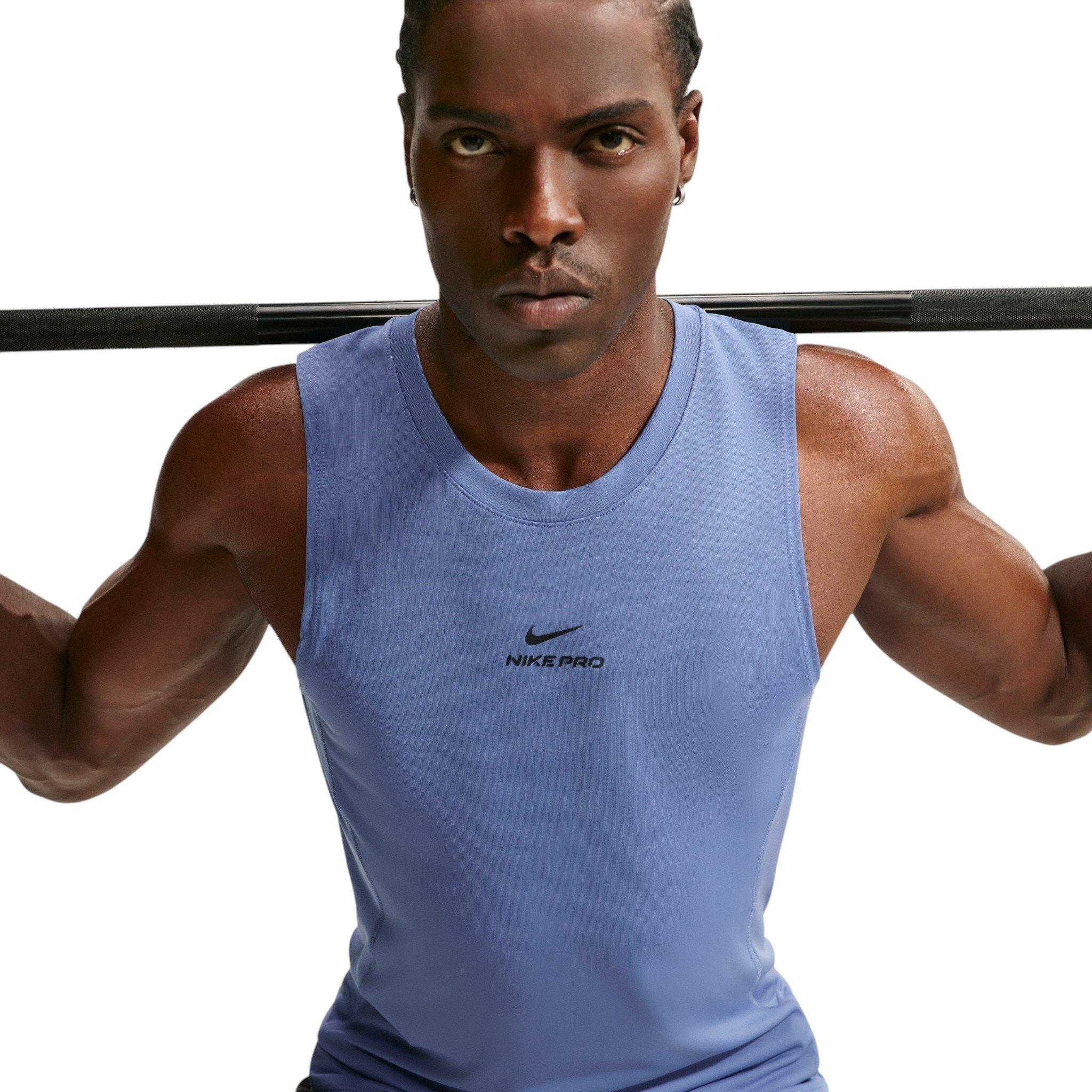 Nike Men's Pro Dri-FIT Training Tank - BLUE Thumbnail View 3