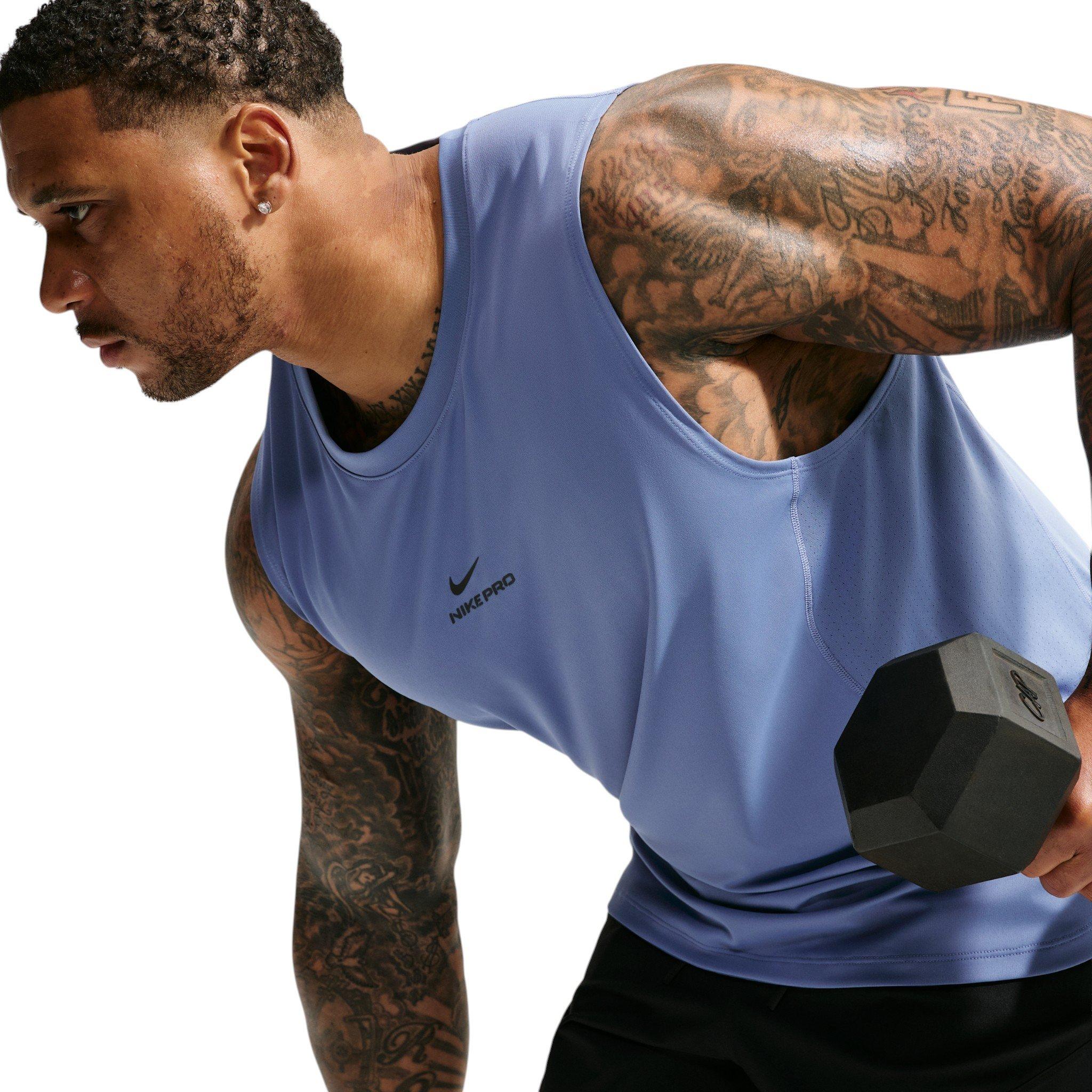 Nike Men's Pro Dri-FIT Training Tank - BLUE Thumbnail View 7