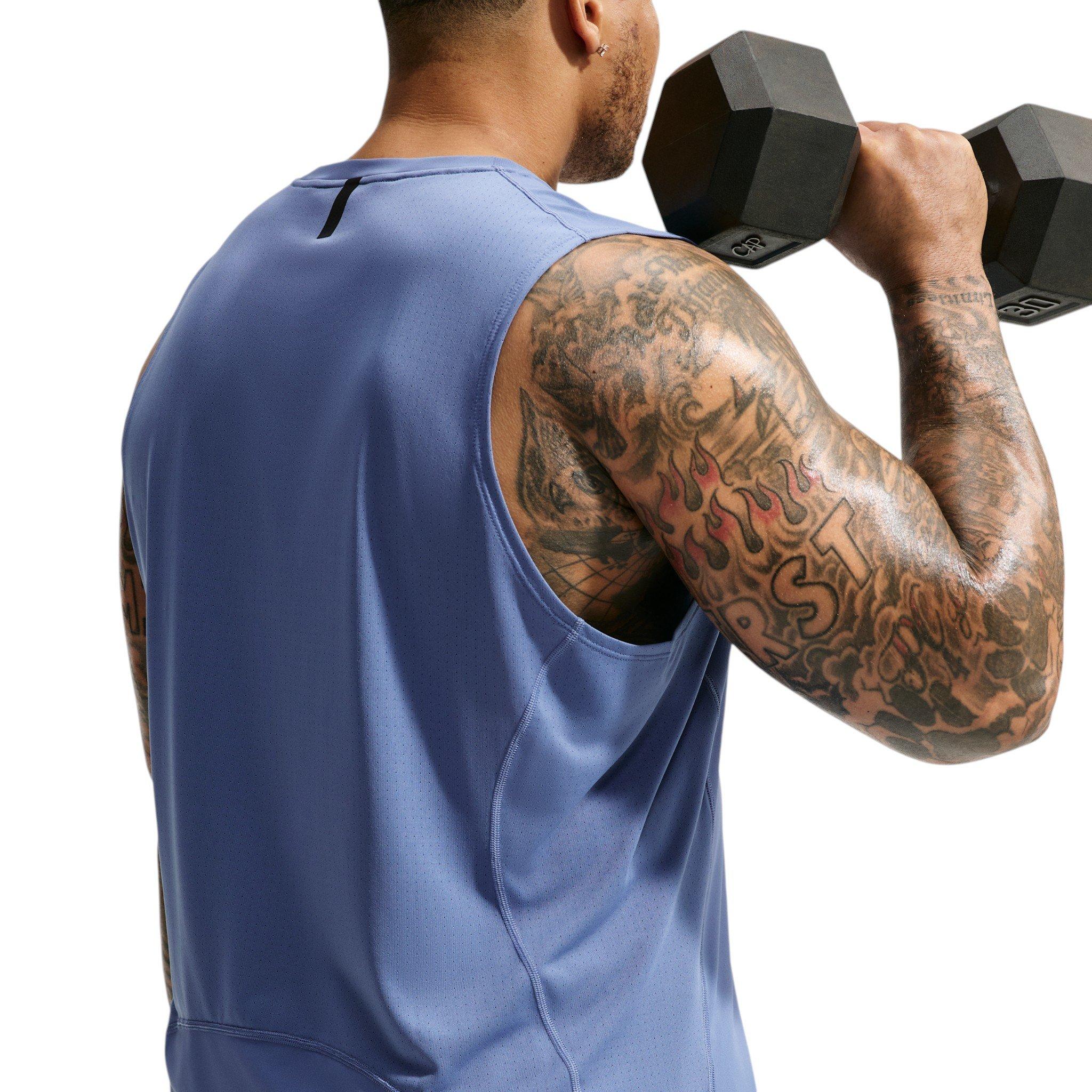 Nike Men's Pro Dri-FIT Training Tank - BLUE Thumbnail View 8