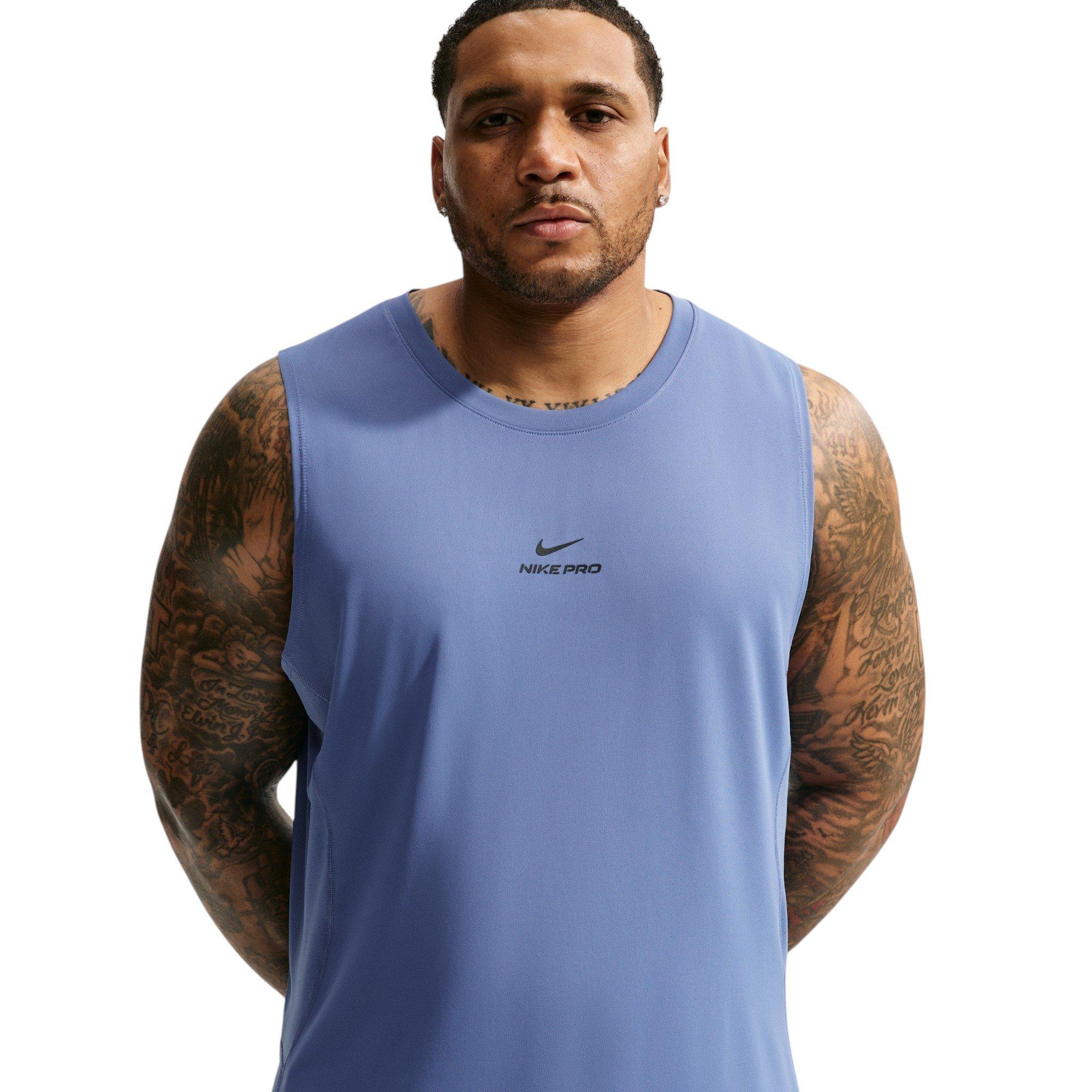 Nike Men's Pro Dri-FIT Training Tank - BLUE Thumbnail View 9