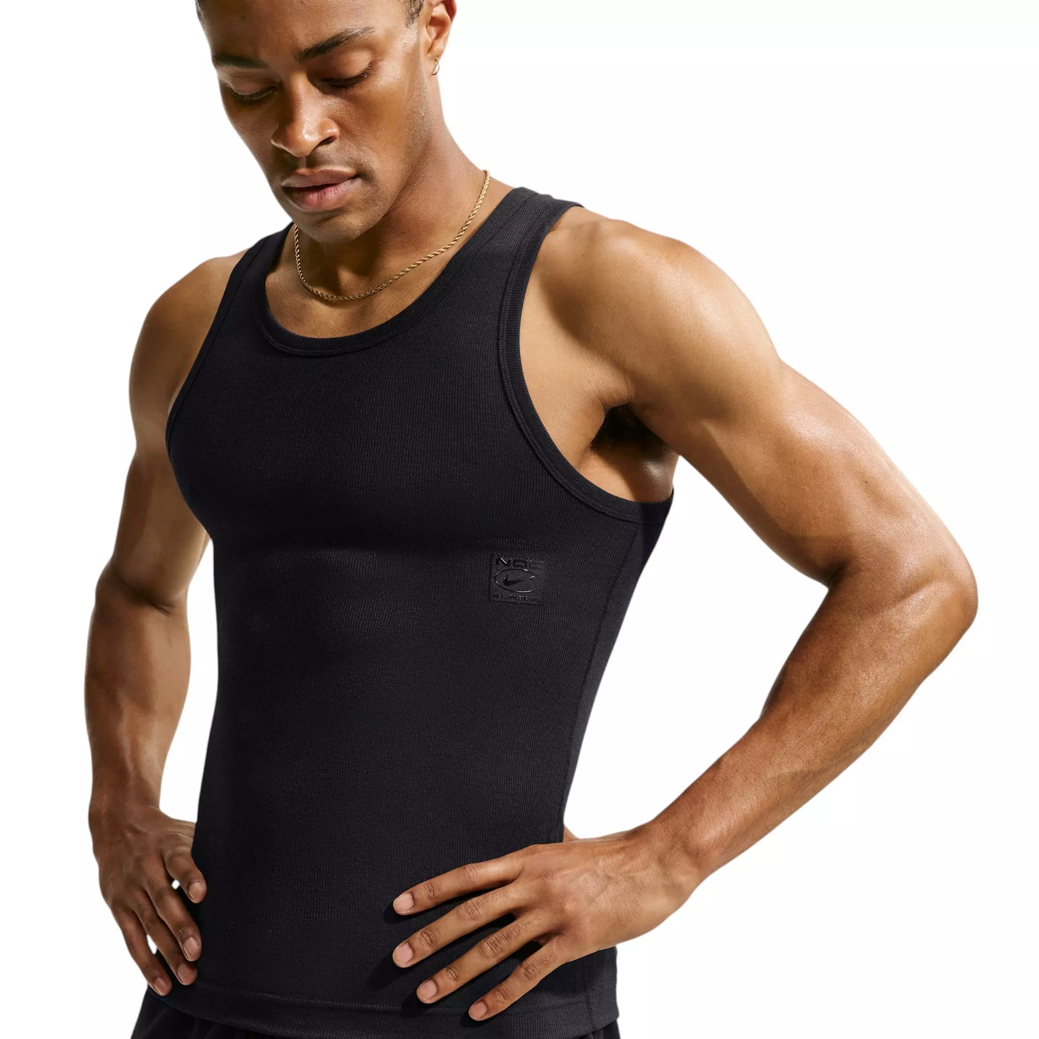 Nike Men's N.A.C. Dri-FIT Ribbed Tank Top - BLACK