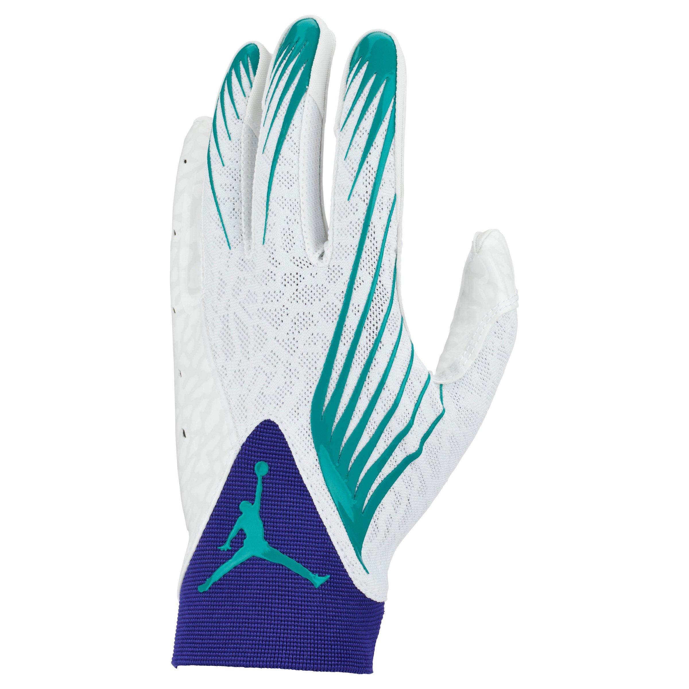 Jordan Fly Adult Football Glove - PURPLE/WHITE/TEAL Thumbnail View 1