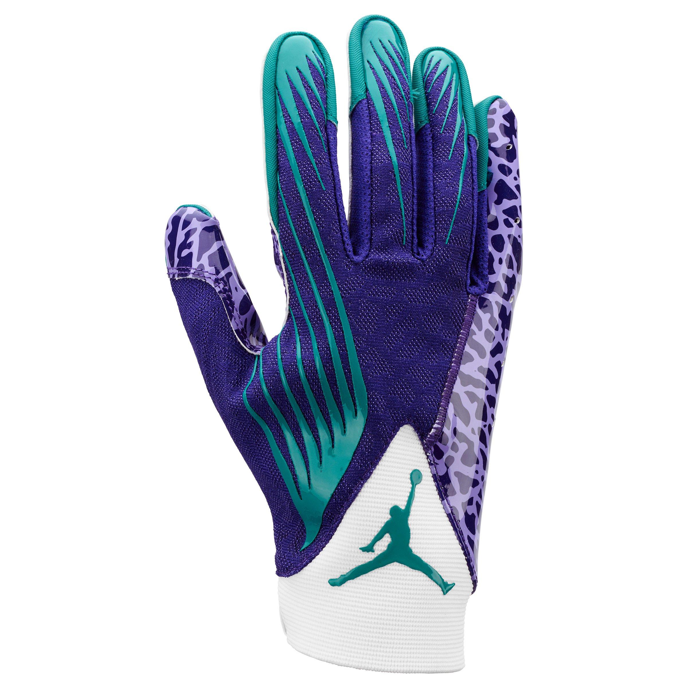 Jordan Fly Adult Football Glove - PURPLE/WHITE/TEAL Thumbnail View 3