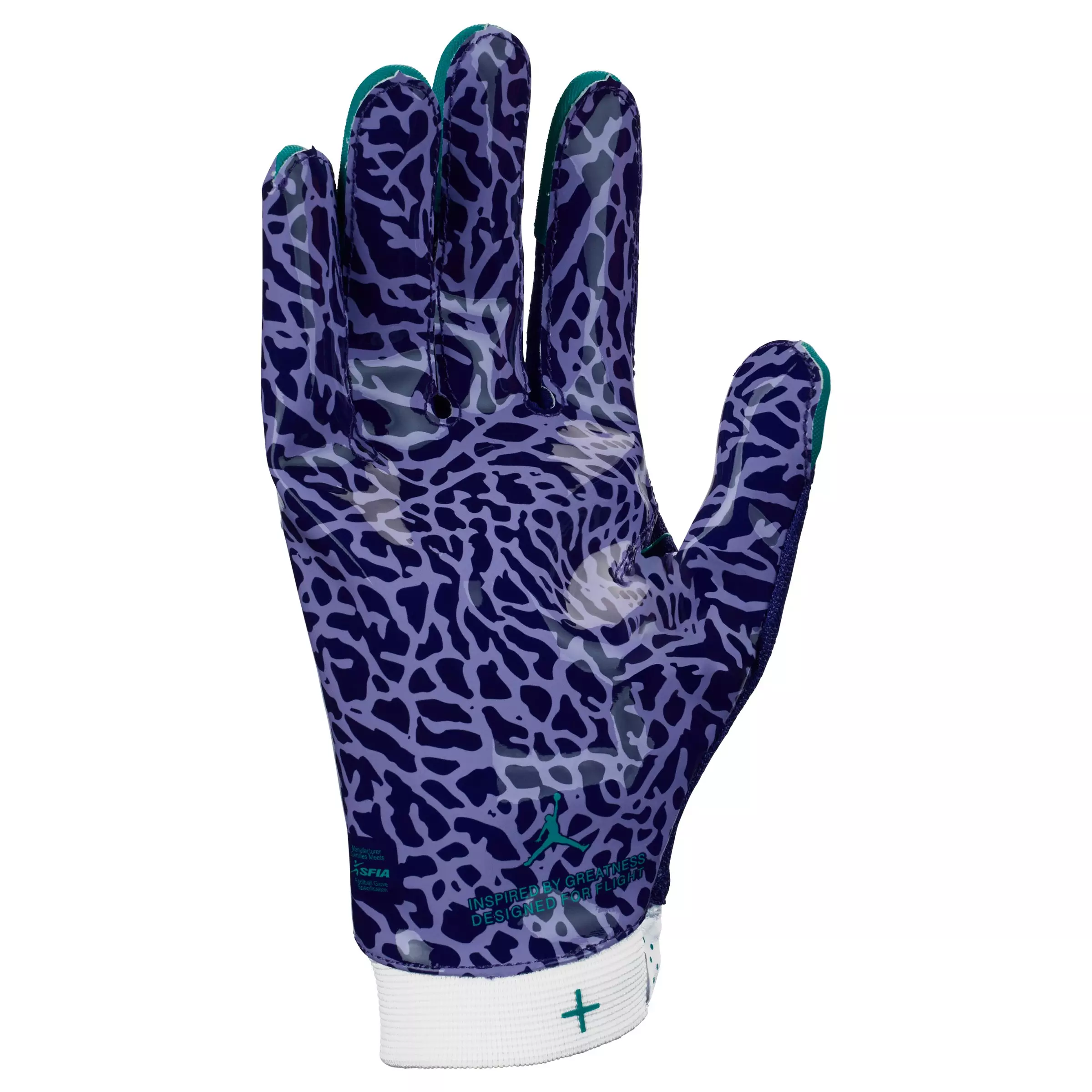 Jordan Fly Adult Football Glove - PURPLE/WHITE/TEAL