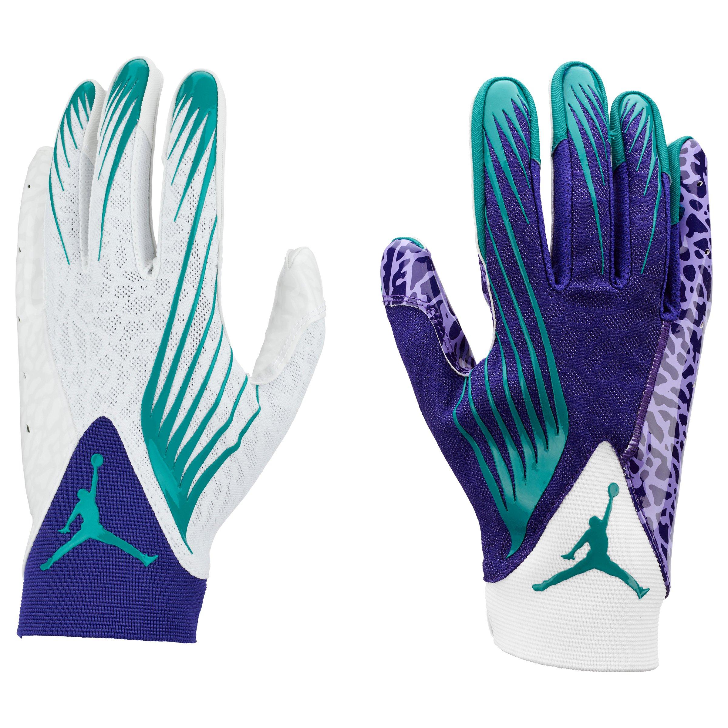 Jordan Fly Adult Football Glove - PURPLE/WHITE/TEAL Thumbnail View 5