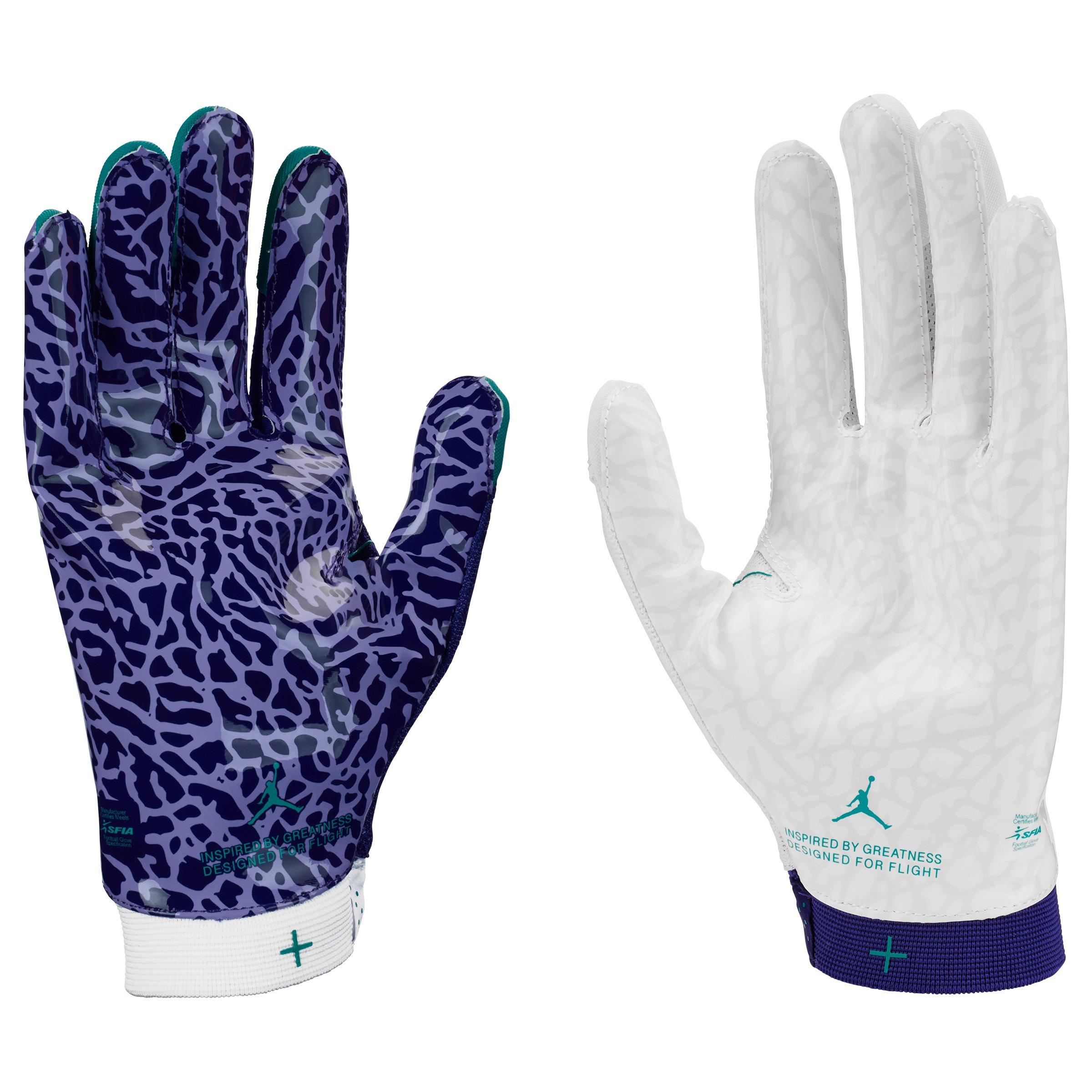 Jordan Fly Adult Football Glove - PURPLE/WHITE/TEAL Thumbnail View 6