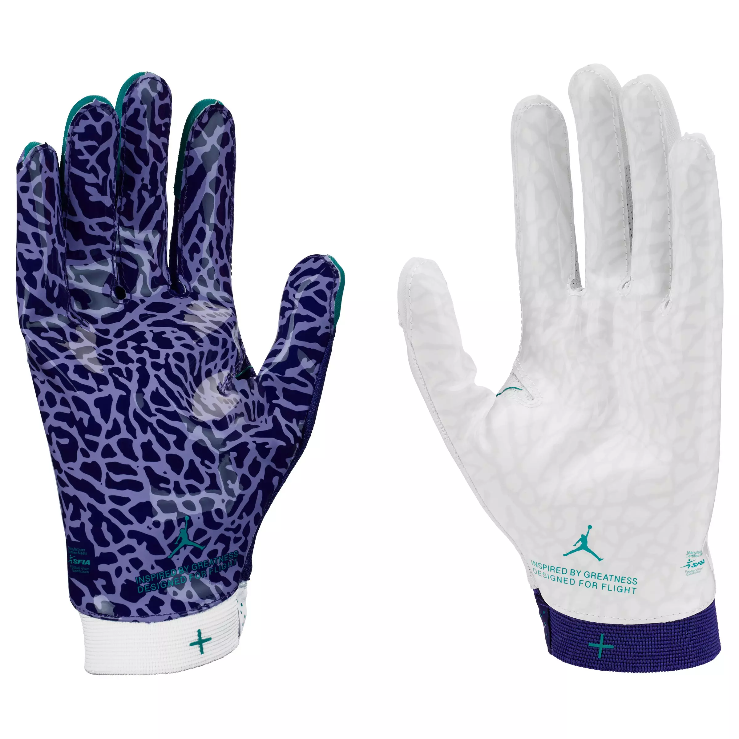 Jordan Fly Adult Football Glove - PURPLE/WHITE/TEAL