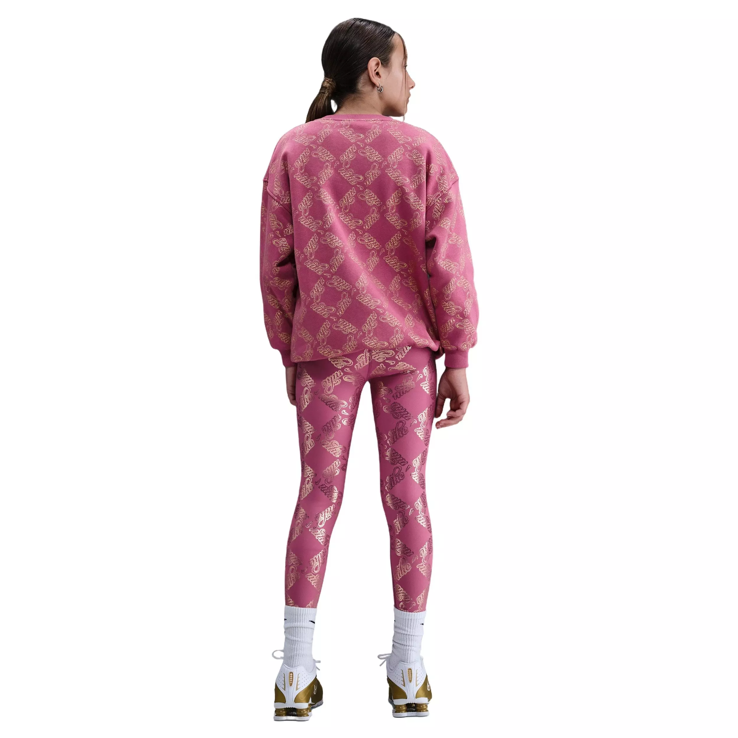 Nike Big Girls' One Dri-FIT Printed Leggings - Beet Purple/Gold - BEET PURPLE/GOLD