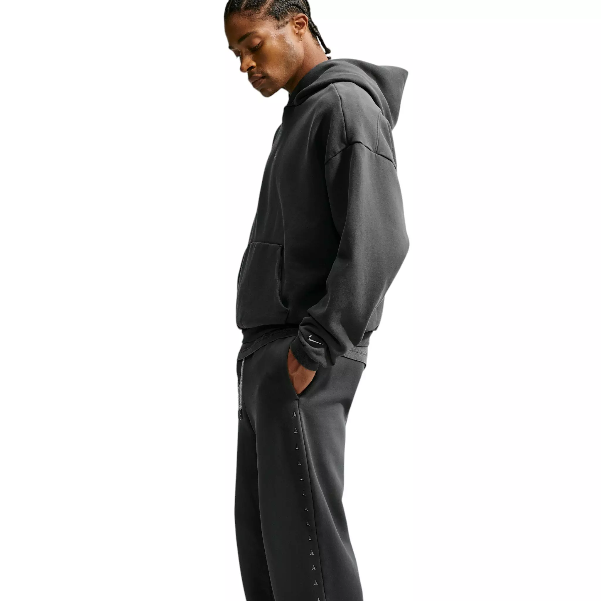 Nike Men's Ja Standard Issue Therma-FIT Fleece Open Hem Basketball Pants - Black Spruce/Ice Silver - SPRUCE/SILVER