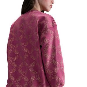 Nike Big Girls' Sportswear Club Fleece Oversized Printed Crewneck Sweatshirt -Beet Purple/Gold