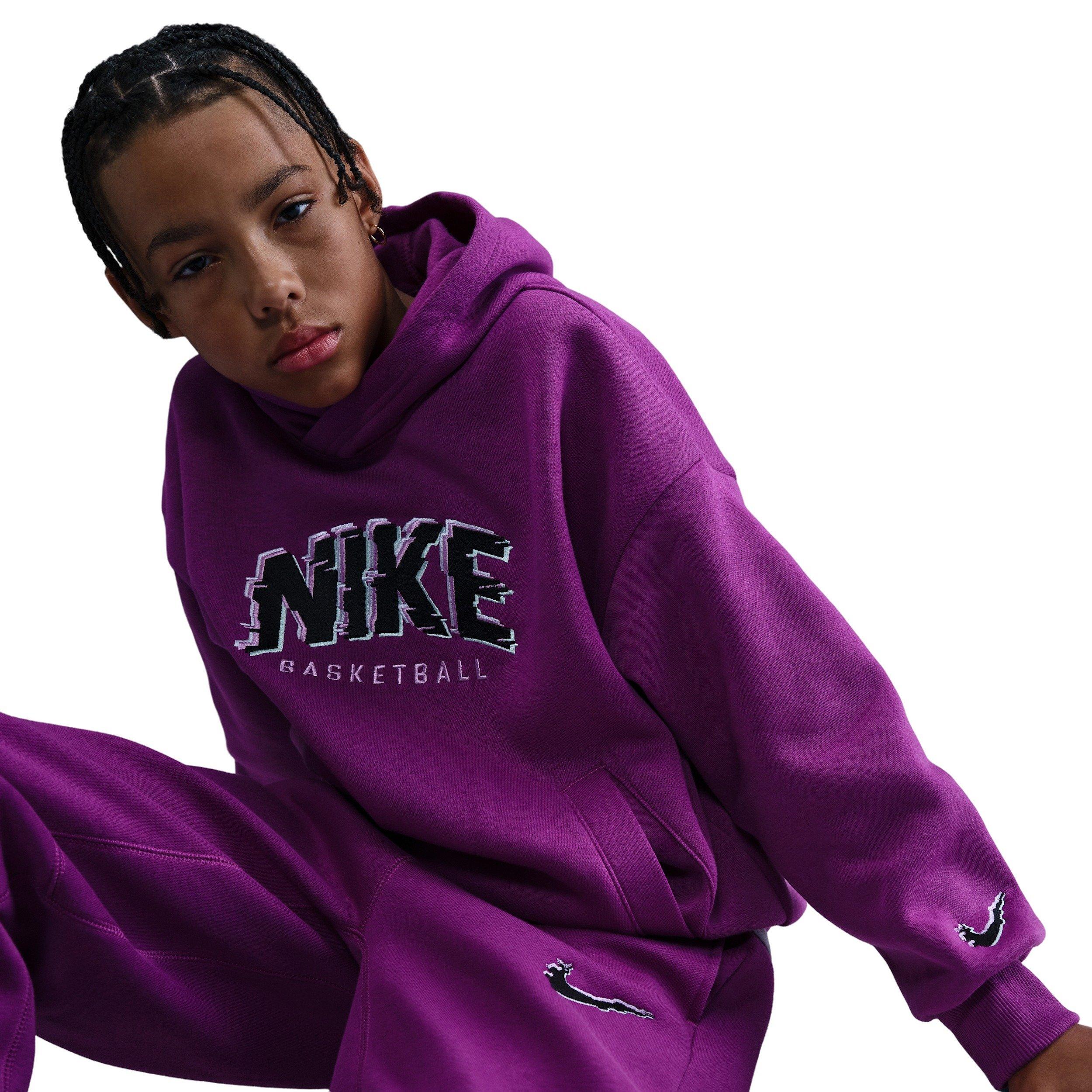 Nike Big Kids' Culture of Basketball Pullover Fleece Hoodie - Berry - BERRY Thumbnail View 3