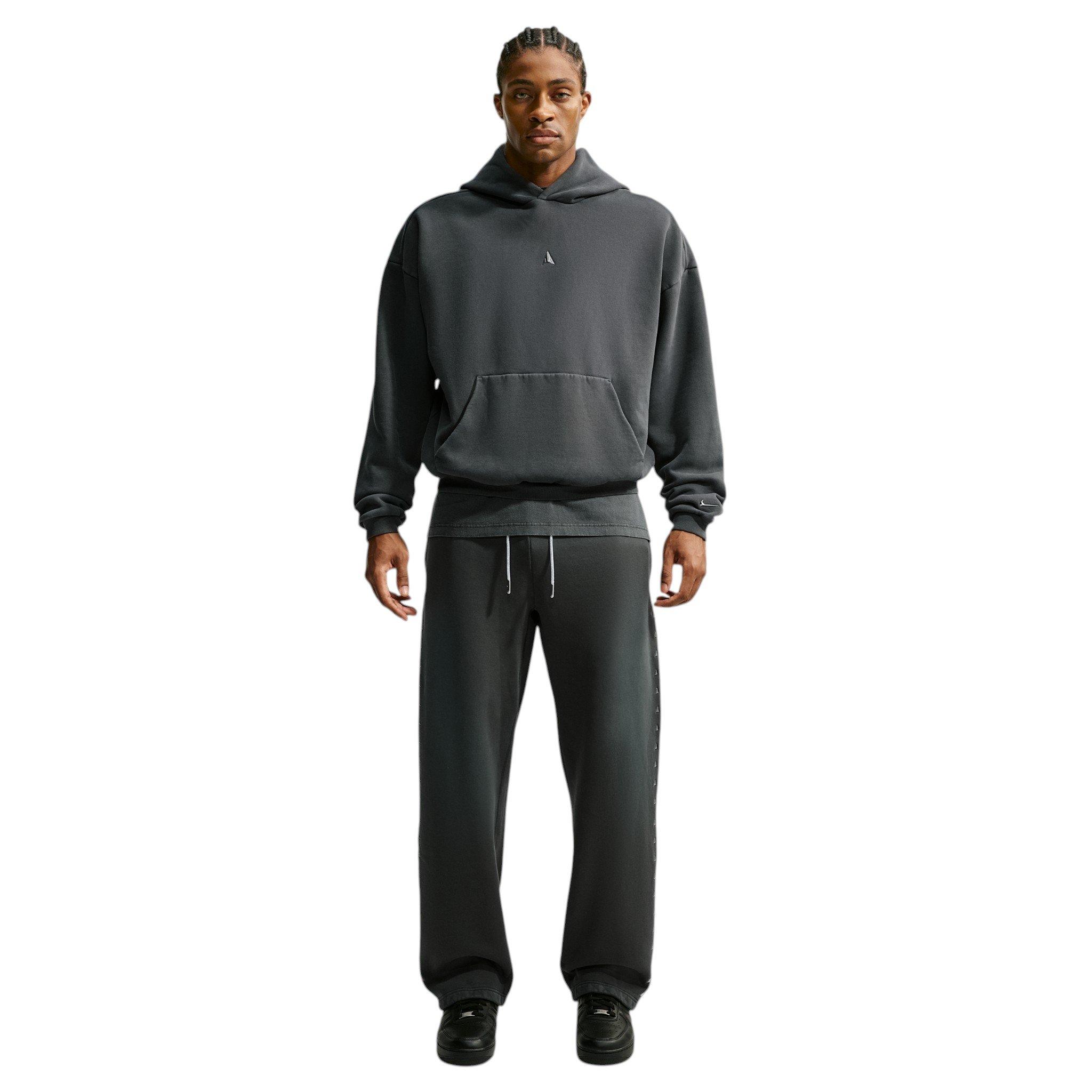 Nike Men's Ja Standard Issue Therma-FIT Fleece Pullover Basketball Hoodie - Black Spruce/Ice Silver - BLACK/SILVER