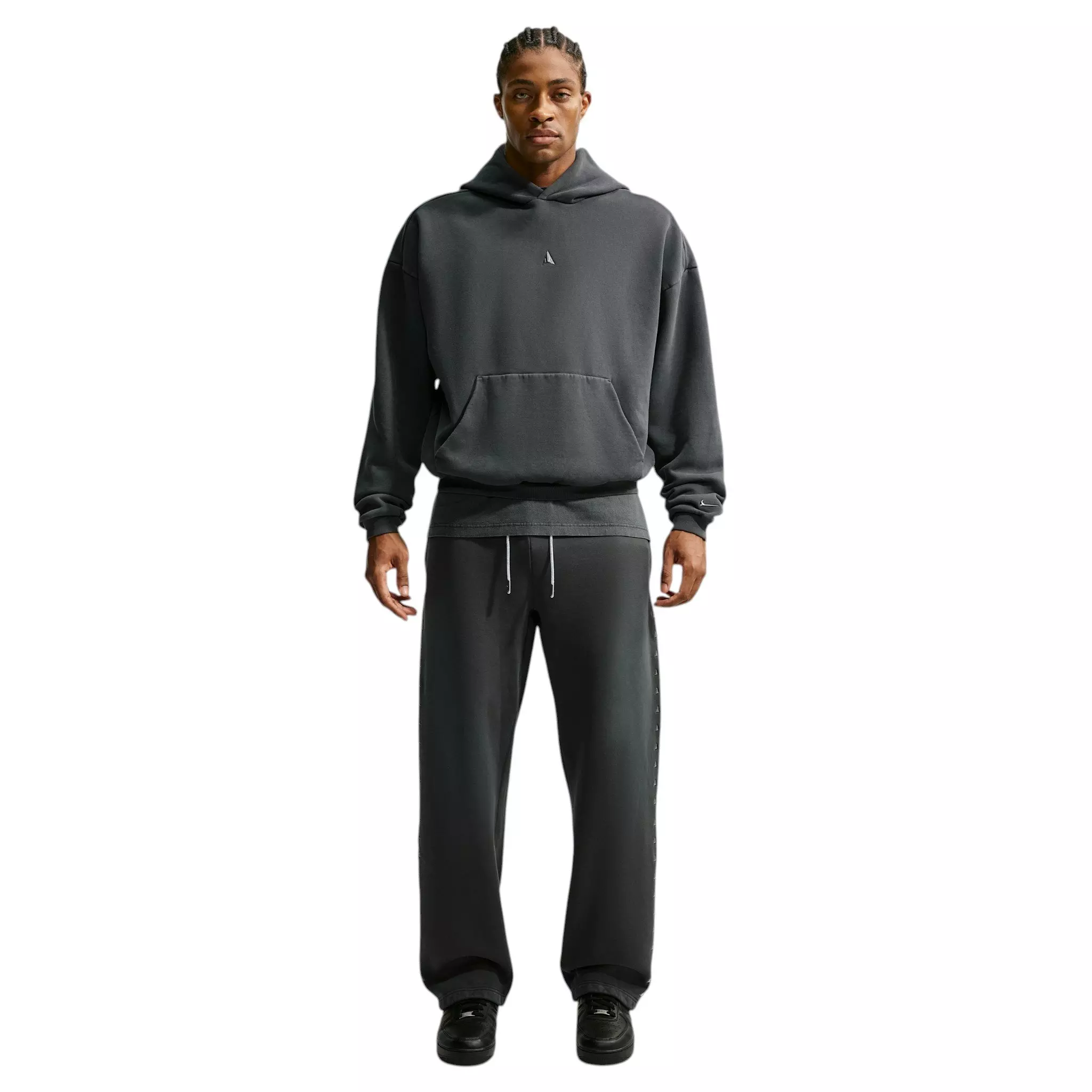 Nike Men's Ja Standard Issue Therma-FIT Fleece Pullover Basketball Hoodie - Black Spruce/Ice Silver - BLACK/SILVER