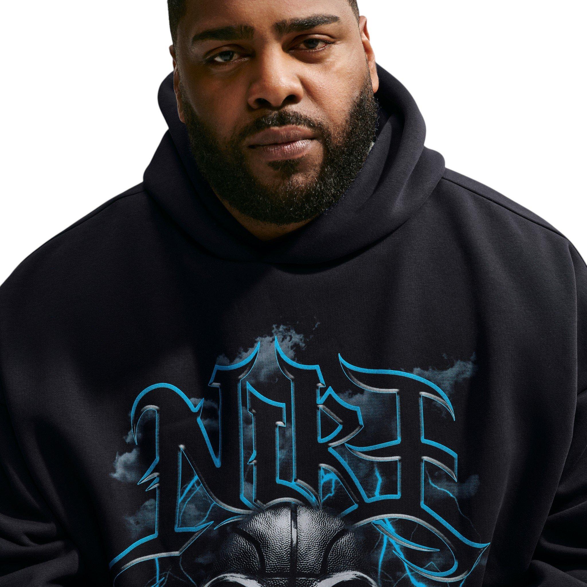 Nike Men's Standard Issue Brushed Pullover Basketball Hoodie - Black - BLACK Thumbnail View 6