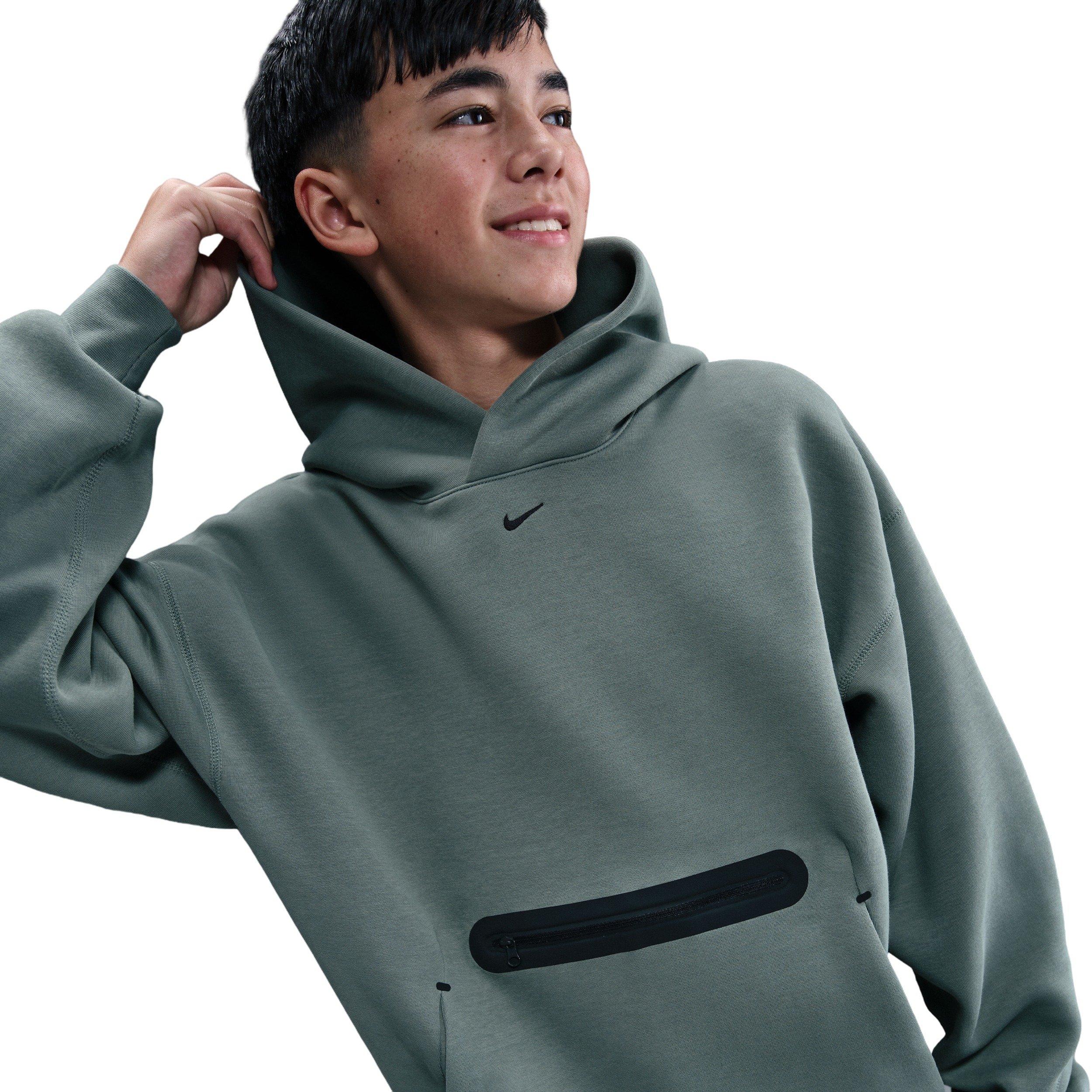 Nike Sportswear Tech Fleece Oversized Big Boys' Grey Pullover Hoodie
