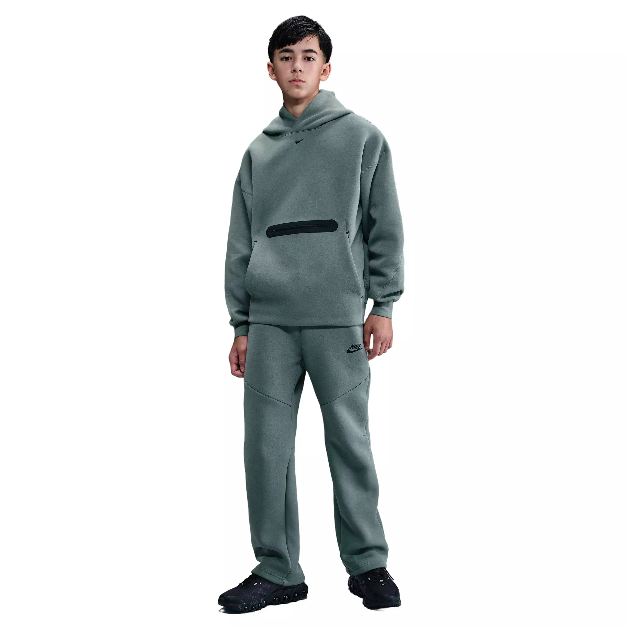 Nike Big Boys' Sportswear Tech Fleece Oversized Pullover Hoodie -Grey - GREY