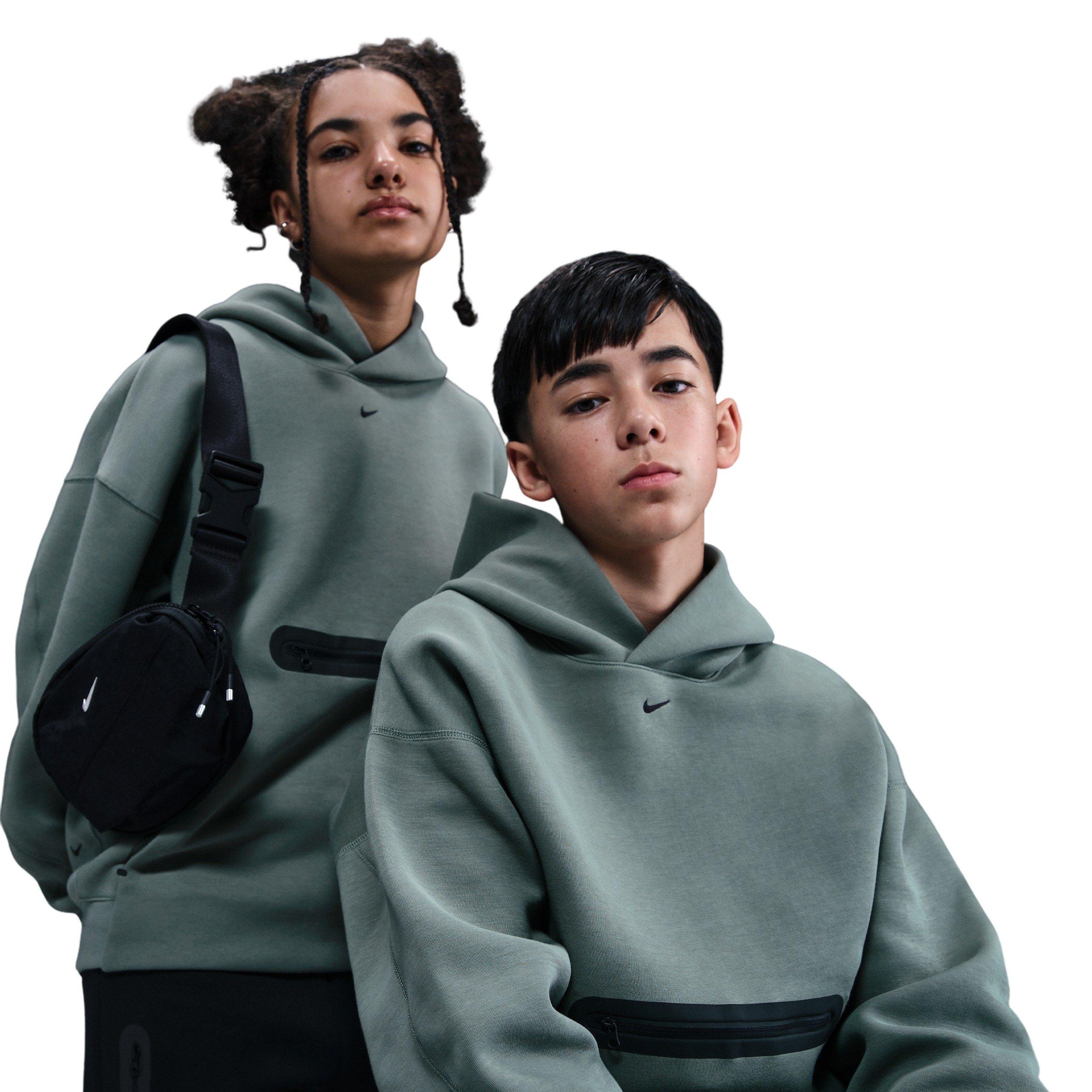 Nike Sportswear Tech Fleece Oversized Big Boys' Grey Pullover Hoodie