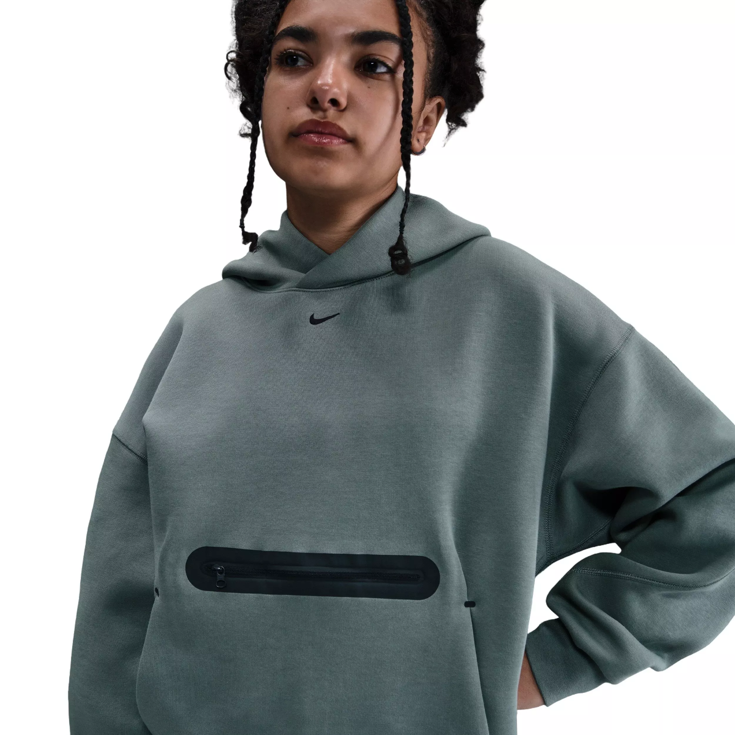 Nike Big Boys' Sportswear Tech Fleece Oversized Pullover Hoodie -Grey - GREY