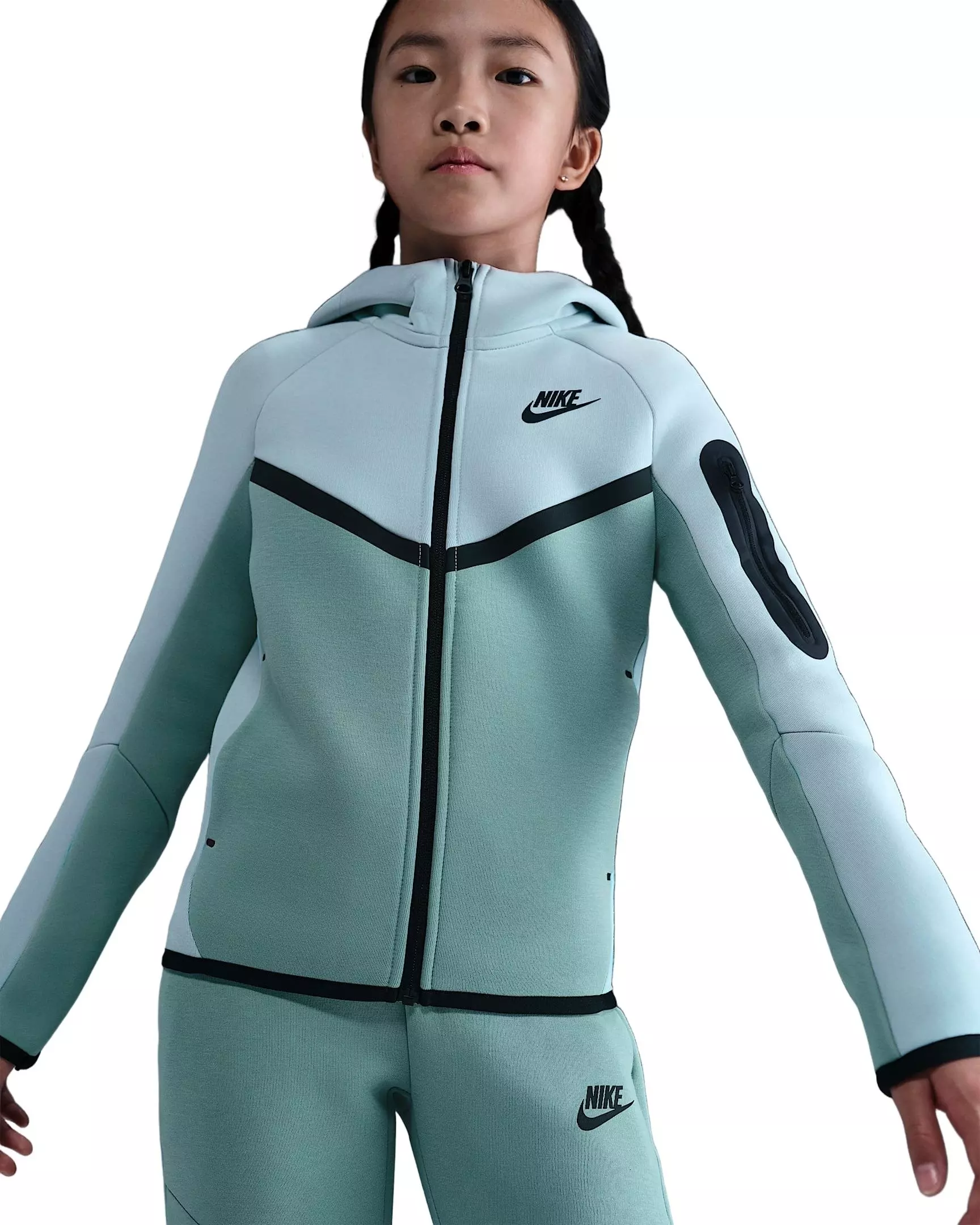 Nike Big Kids' Sportswear Tech Fleece Full-Zip Jacket - Lt Silver/Cannon/Black - LT SILVER/CANNON/BLACK