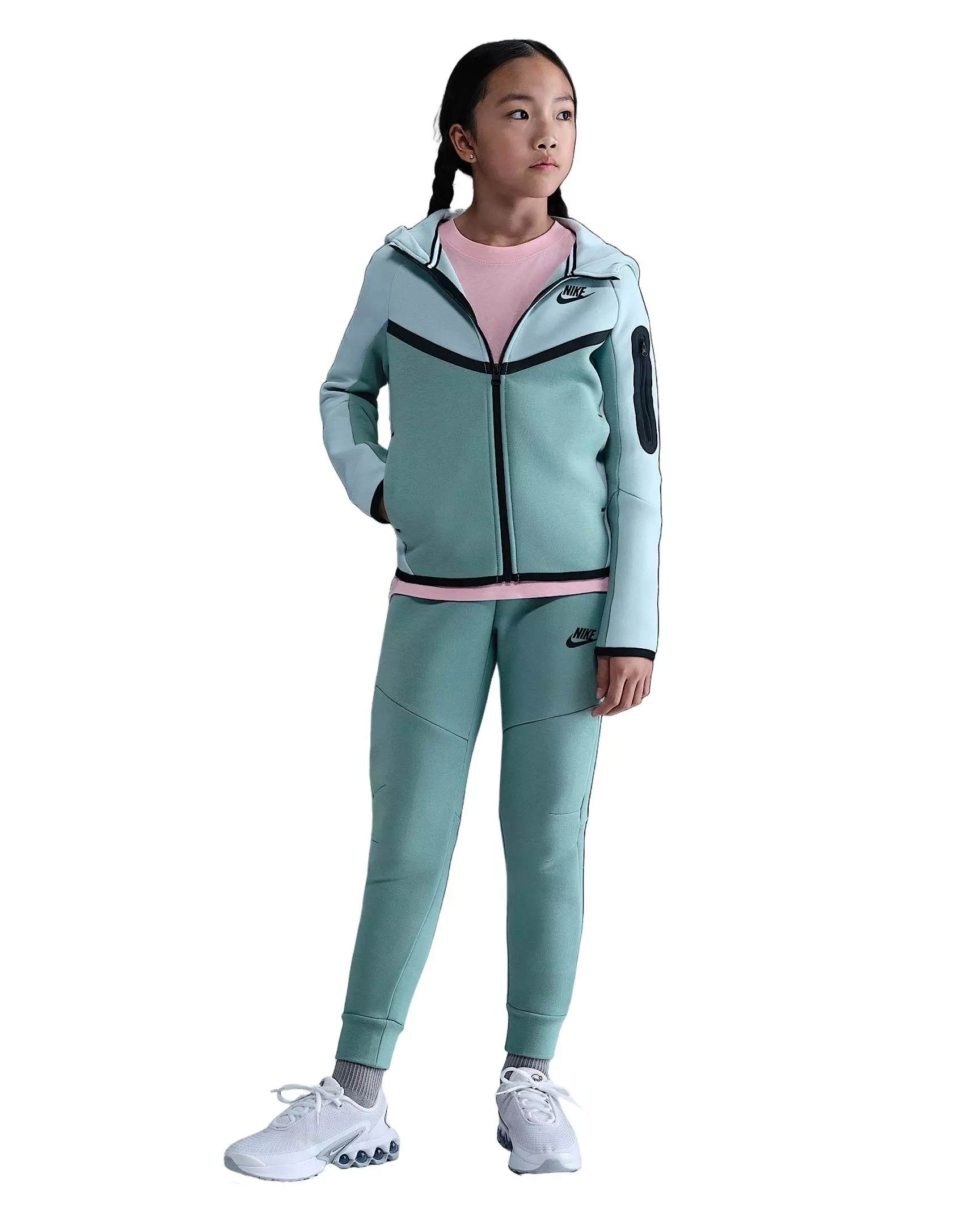 Nike Big Kids' Sportswear Tech Fleece Full-Zip Jacket -Lt Silver/Cannon/Black - LT SILVER/CANNON/BLACK