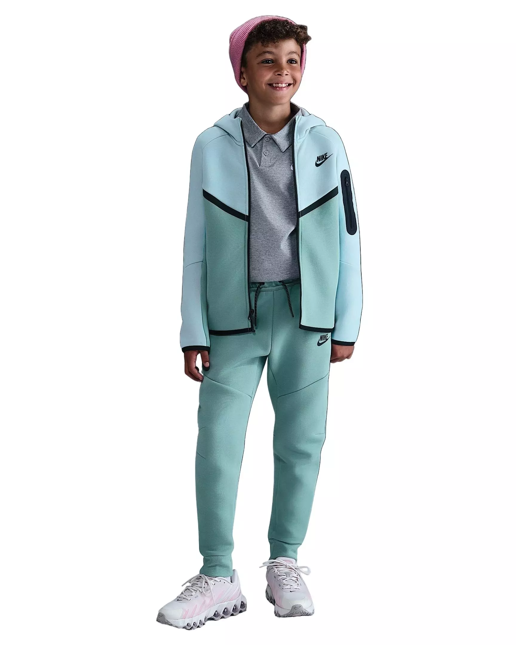 Nike Big Kids' Sportswear Tech Fleece Full-Zip Jacket - Lt Silver/Cannon/Black - LT SILVER/CANNON/BLACK