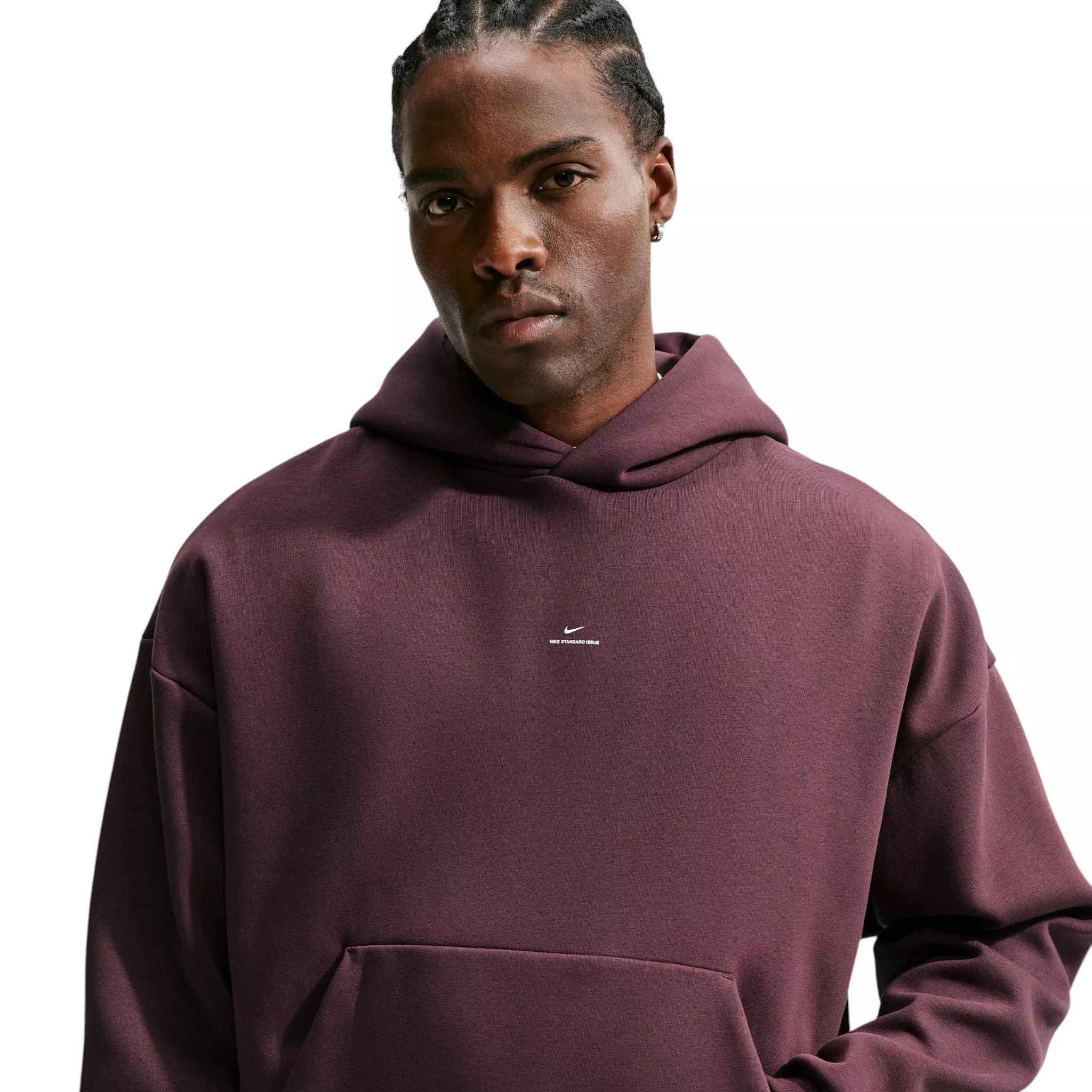 Nike Men's Standard Issue Therma-FIT Brushed Basketball Pullover - Burgundy Crush/Pale Ivory - BURGUNDY/IVORY