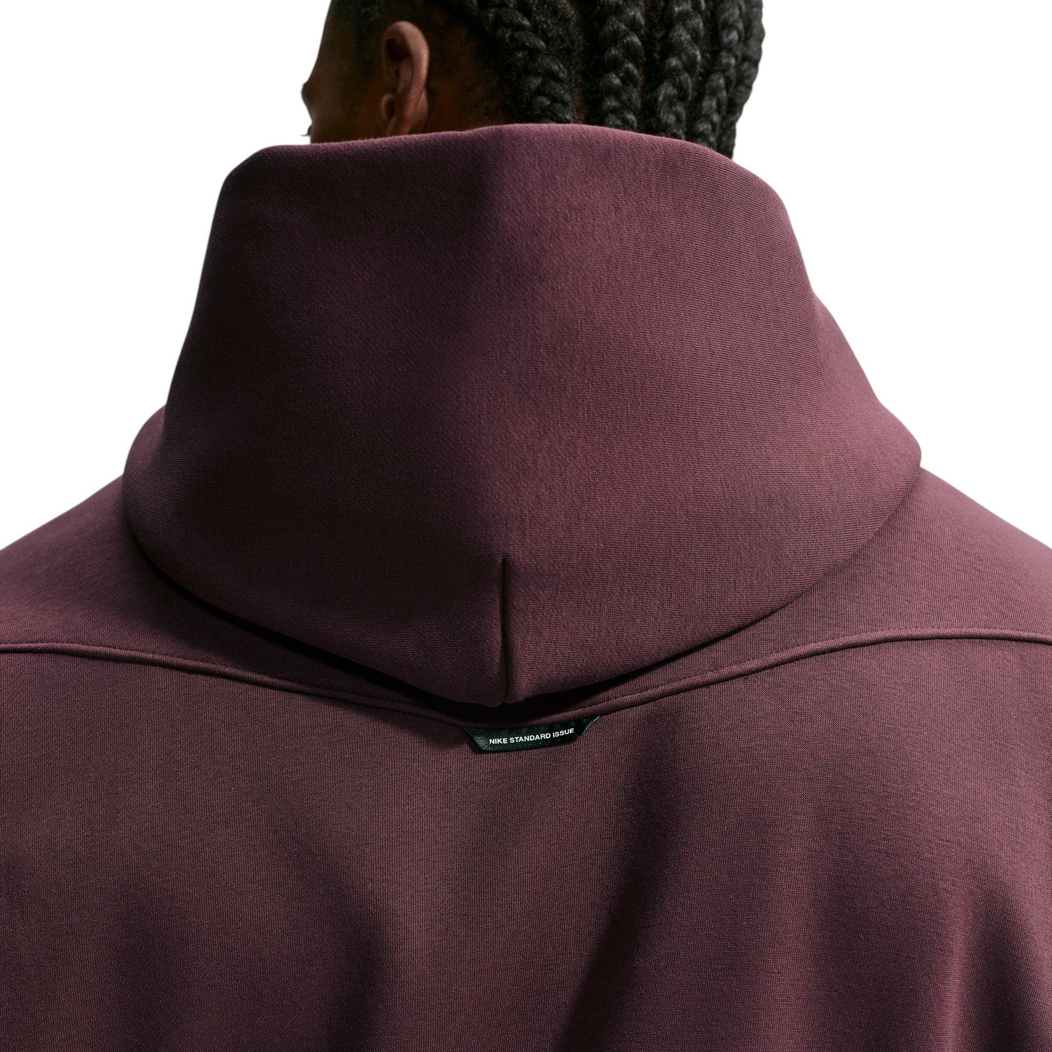 Nike Men's Standard Issue Therma-FIT Brushed Basketball Pullover - Burgundy Crush/Pale Ivory - BURGUNDY/IVORY
