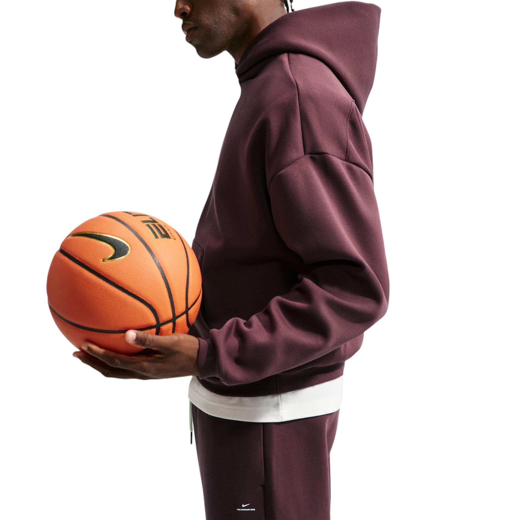 Nike Men's Standard Issue Therma-FIT Brushed Basketball Pullover - Burgundy Crush/Pale Ivory - BURGUNDY/IVORY