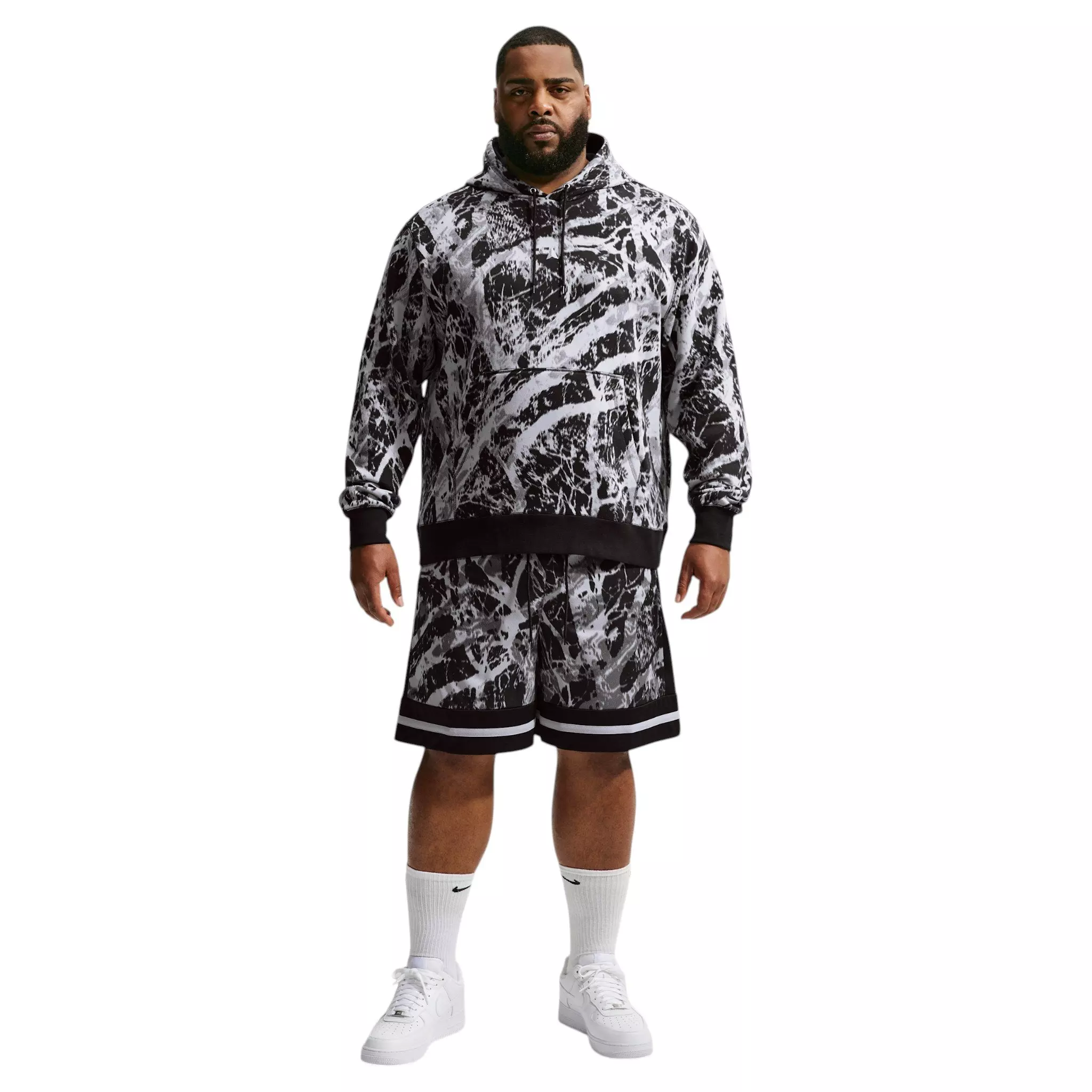 Nike Men's Ja 14" Marble Print Basketball Shorts - BLACK