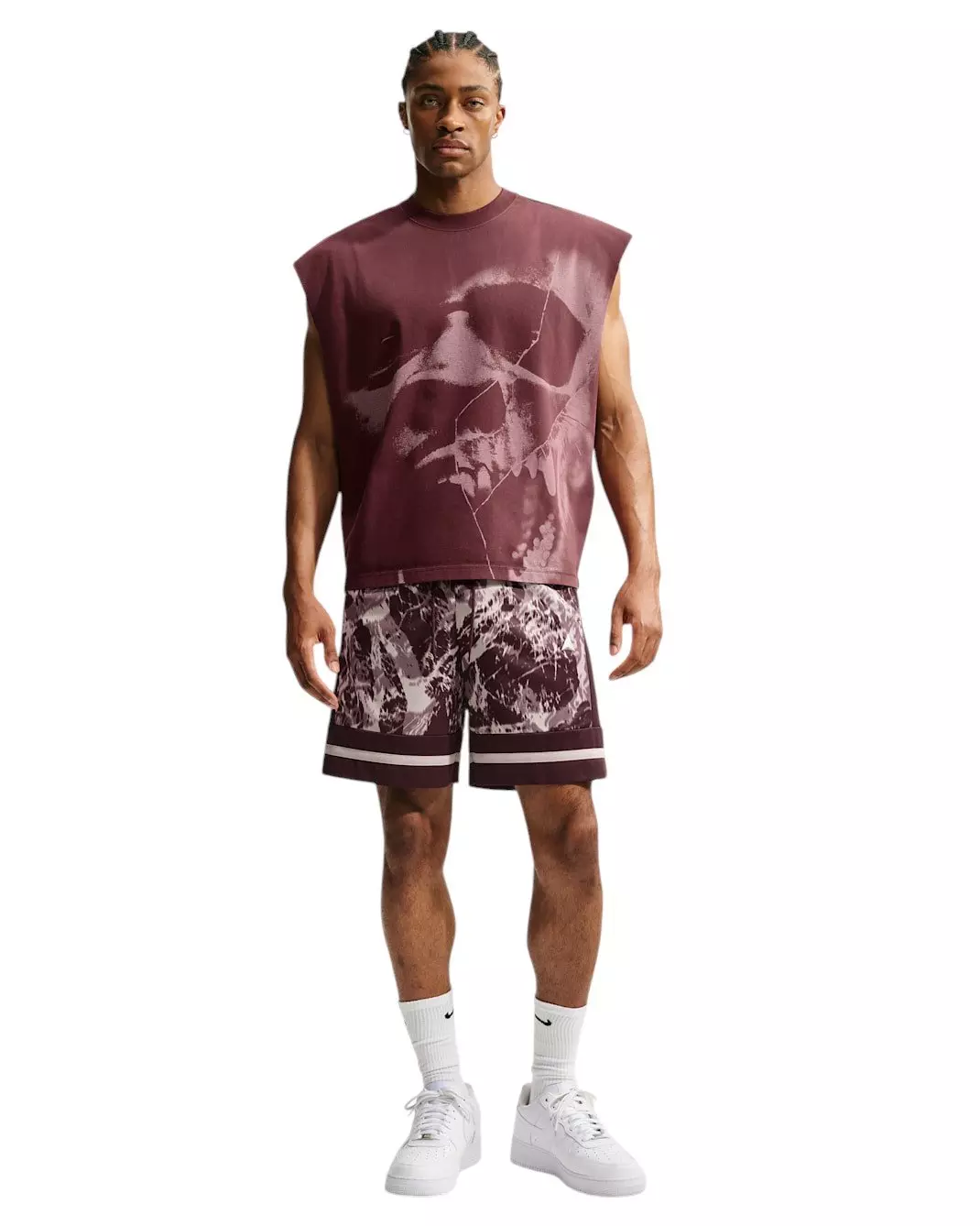 Nike Men's Ja 8" Marble Print Dri-FIT Basketball Shorts - RED