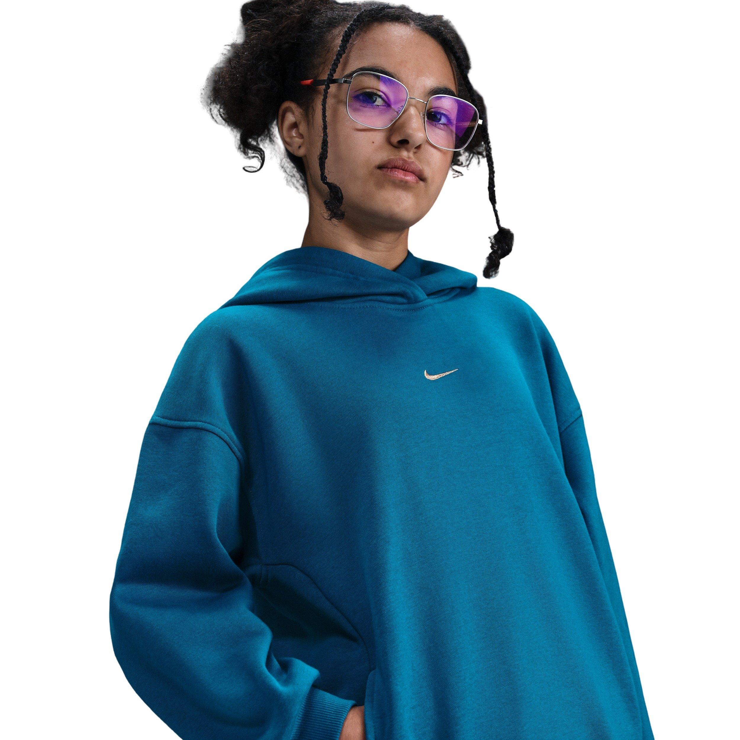 Nike Big Girls' Sportswear Club Fleece Oversized Hoodie - Blue - BLUE Thumbnail View 1