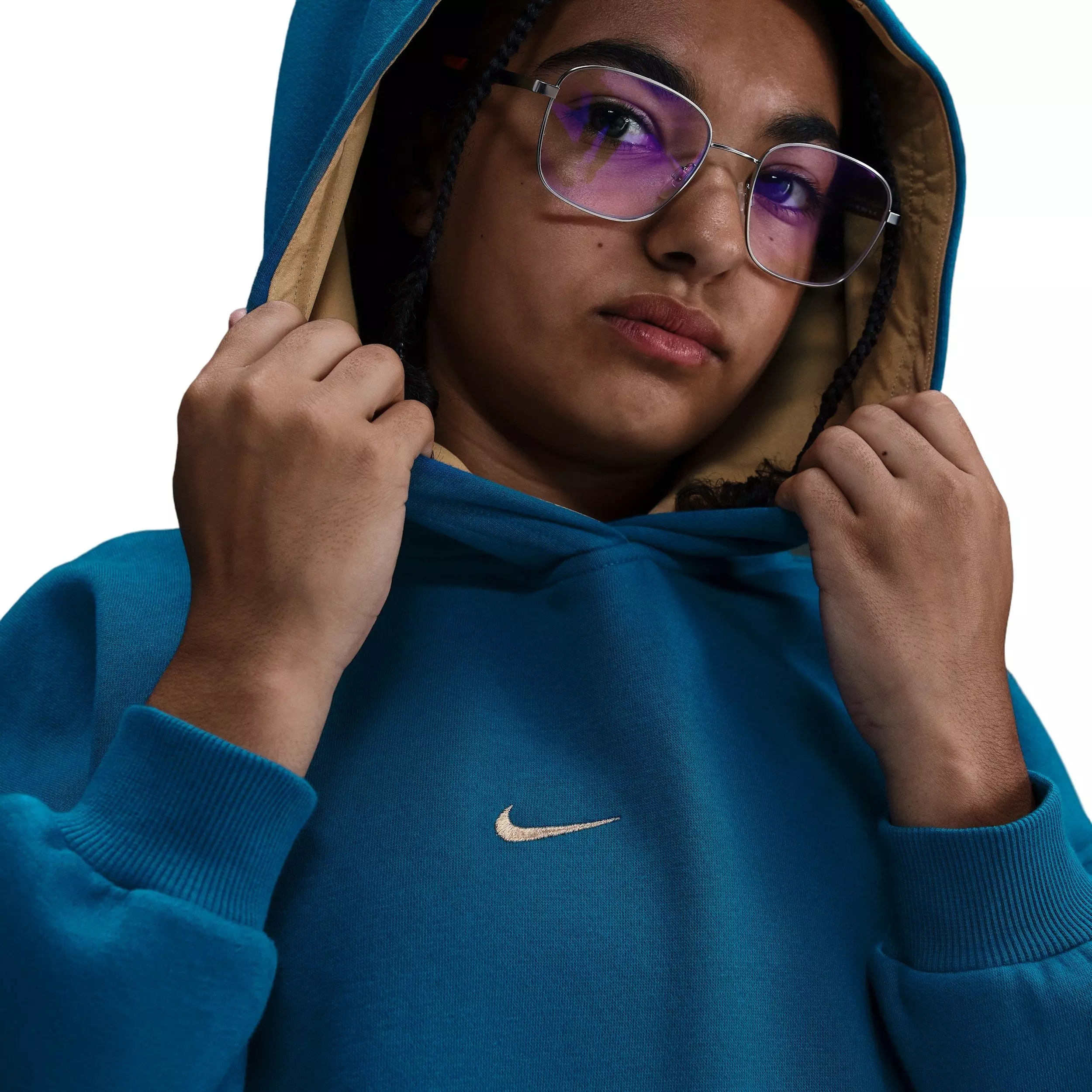 Nike Big Girls' Sportswear Club Fleece Oversized Hoodie -Blue - BLUE