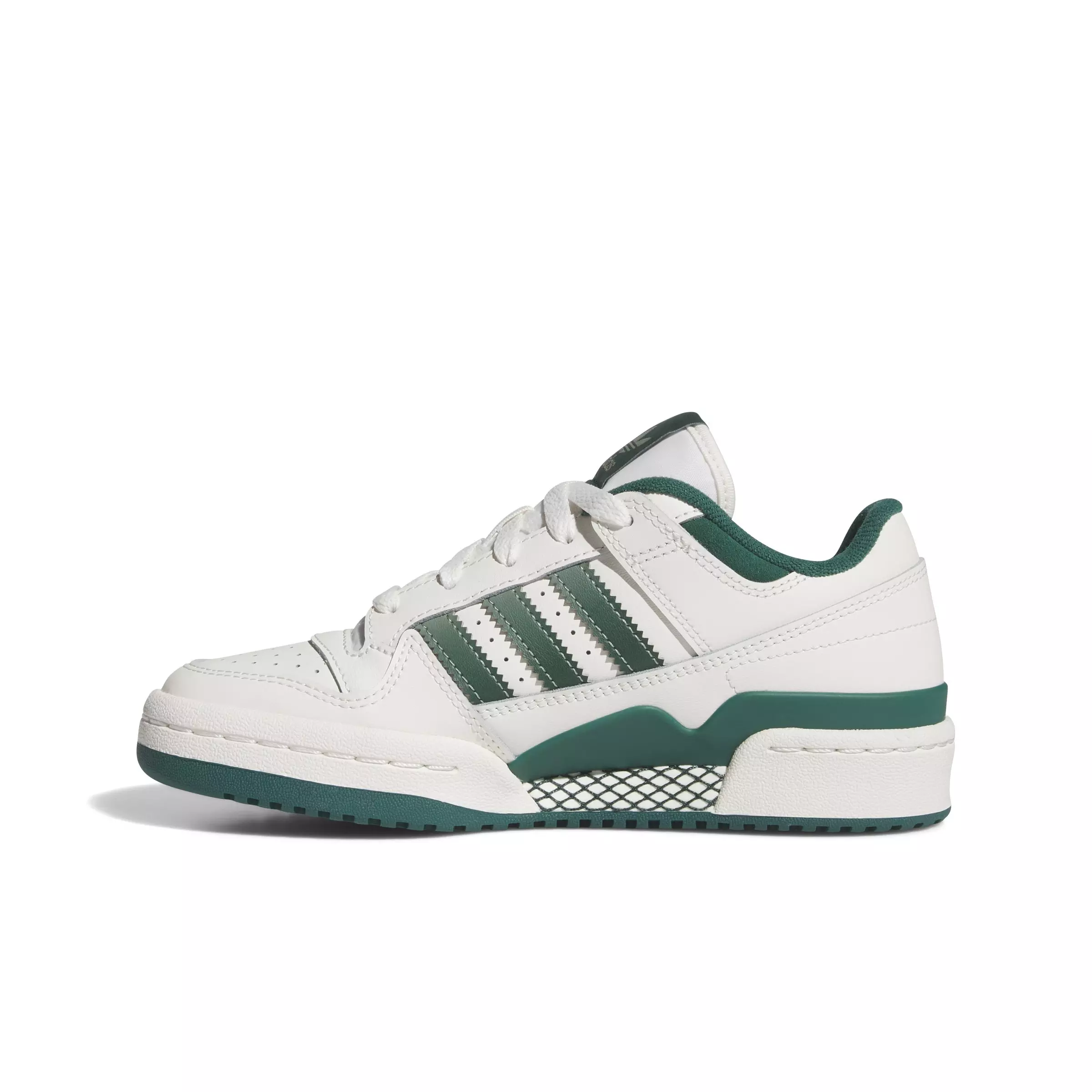 adidas Forum Low CL "Cloud White/Collegiate Green/Silver Green" Grade School Boys' Shoe - WHITE/GREEN/GREEN