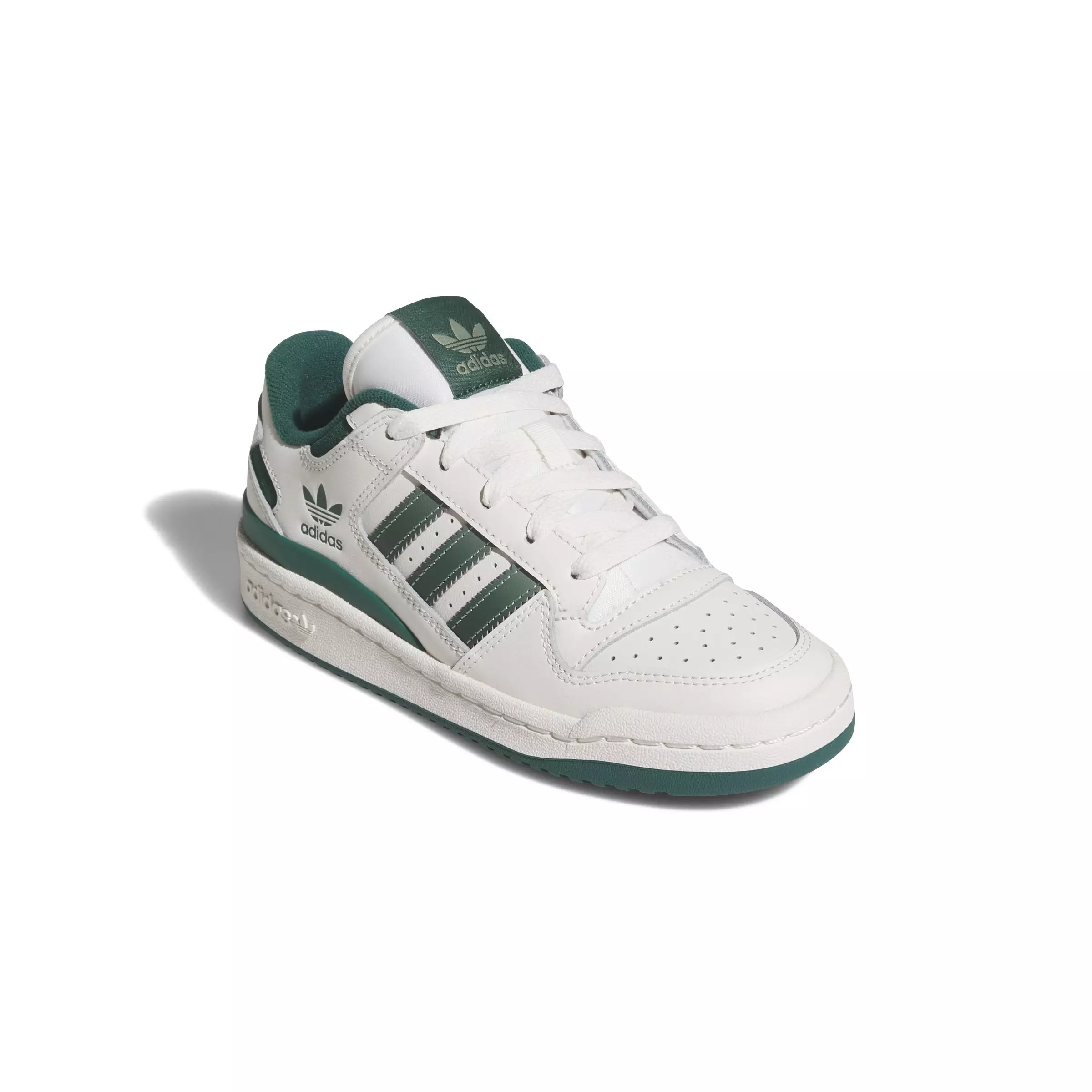 adidas Forum Low CL "Cloud White/Collegiate Green/Silver Green" Grade School Boys' Shoe - WHITE/GREEN/GREEN