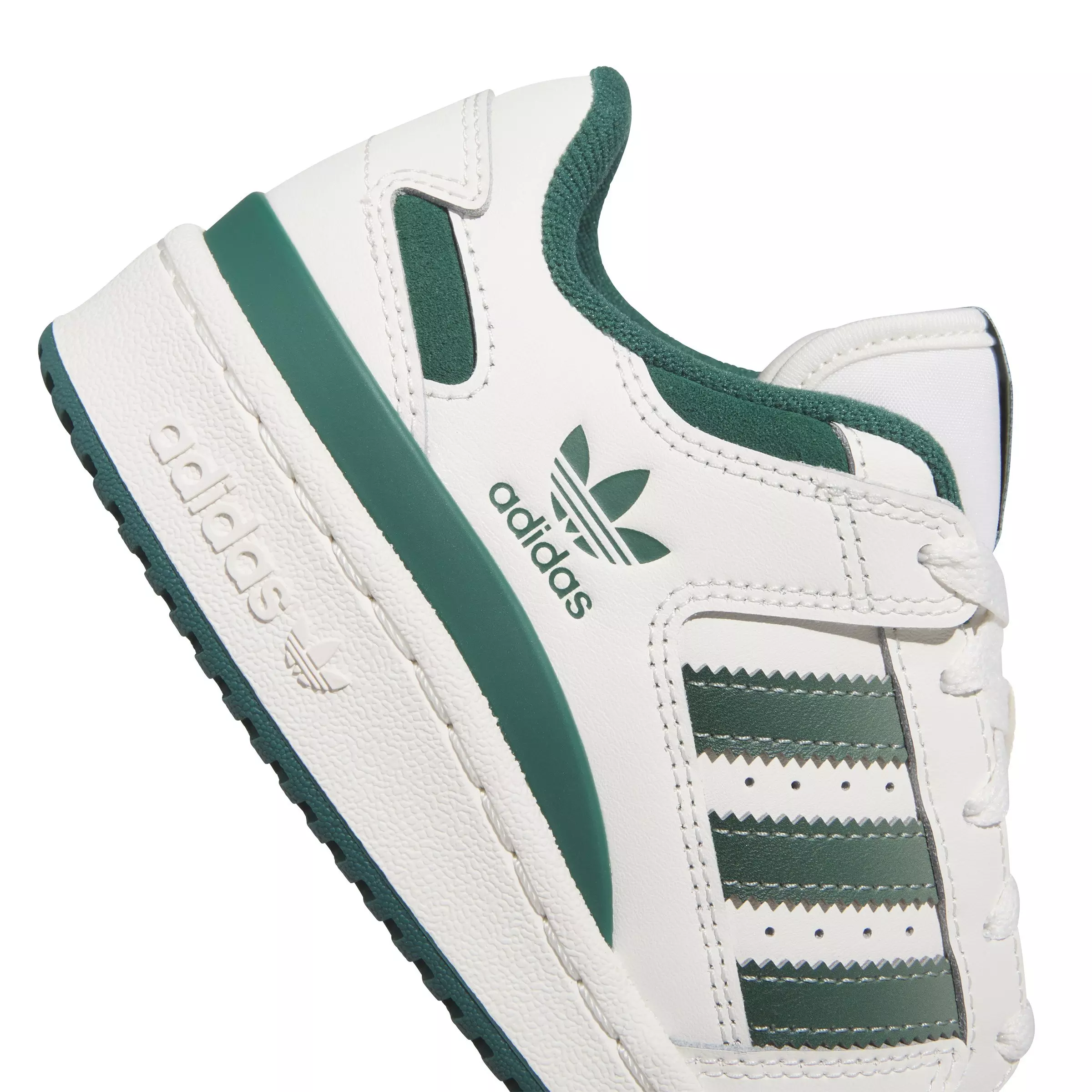 adidas Forum Low CL "Cloud White/Collegiate Green/Silver Green" Grade School Boys' Shoe - WHITE/GREEN/GREEN