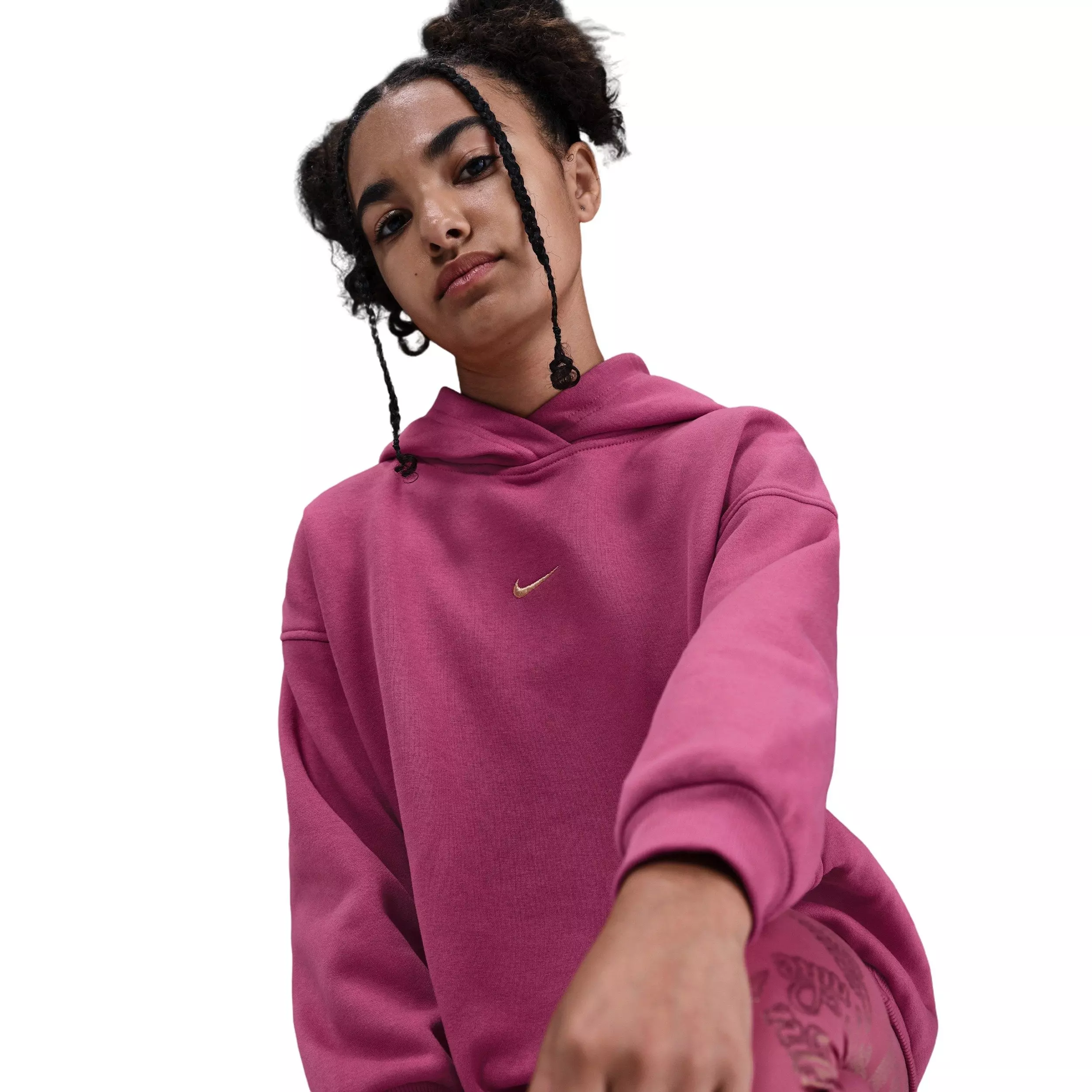 Nike Big Girls' Sportswear Club Fleece Oversized Hoodie -Beet Purple - BEET PURPLE