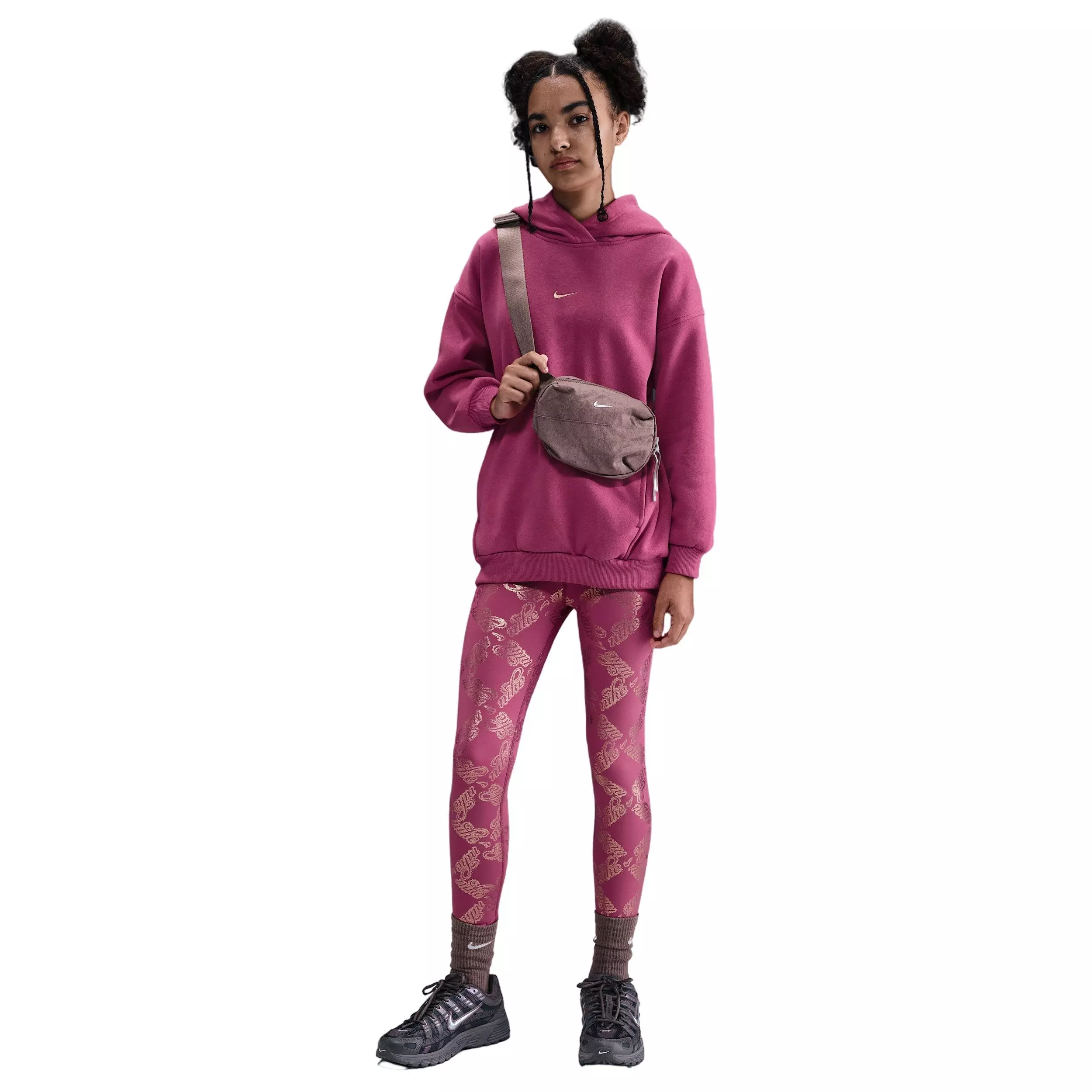 Nike Big Girls' Sportswear Club Fleece Oversized Hoodie -Beet Purple - BEET PURPLE