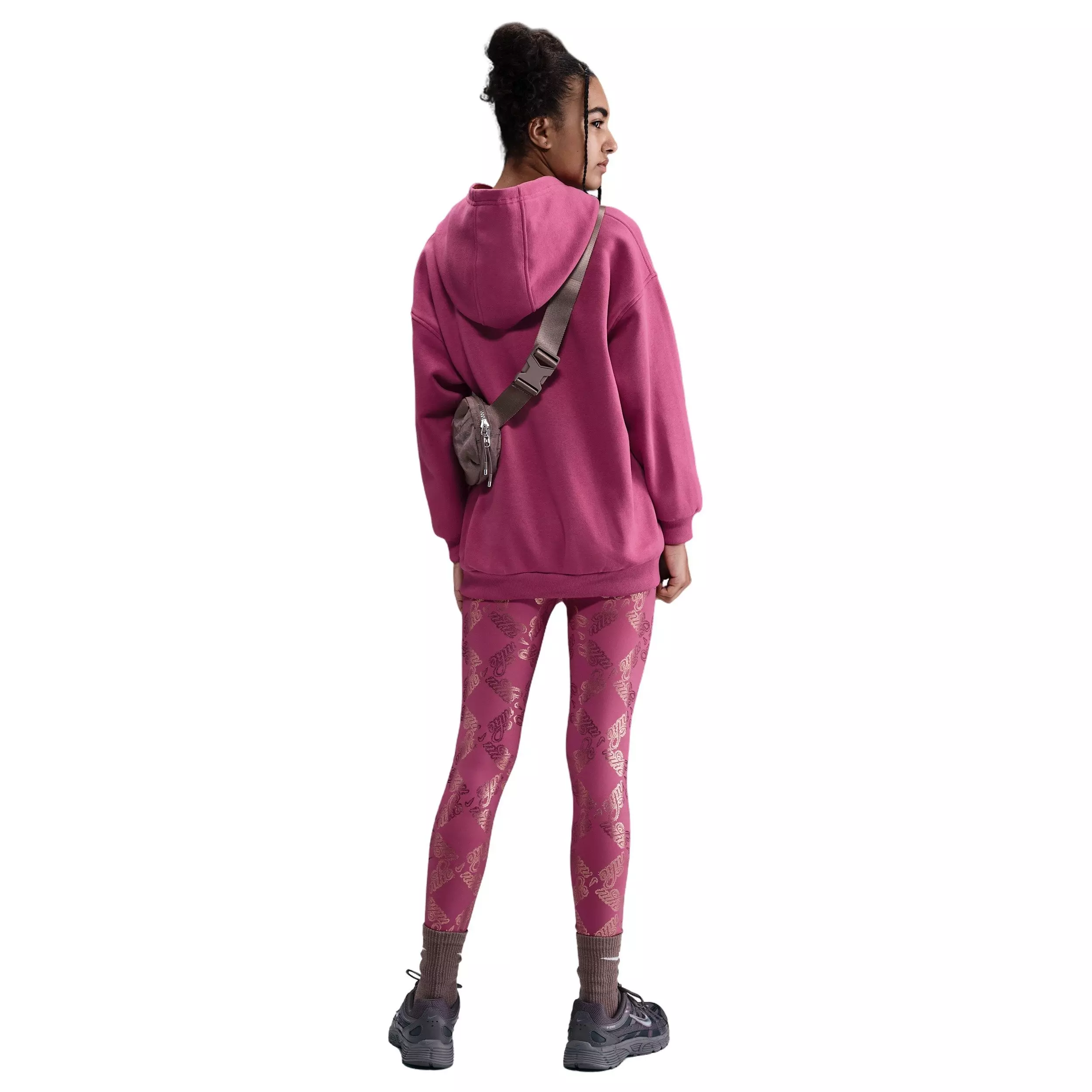 Nike Big Girls' Sportswear Club Fleece Oversized Hoodie -Beet Purple - BEET PURPLE