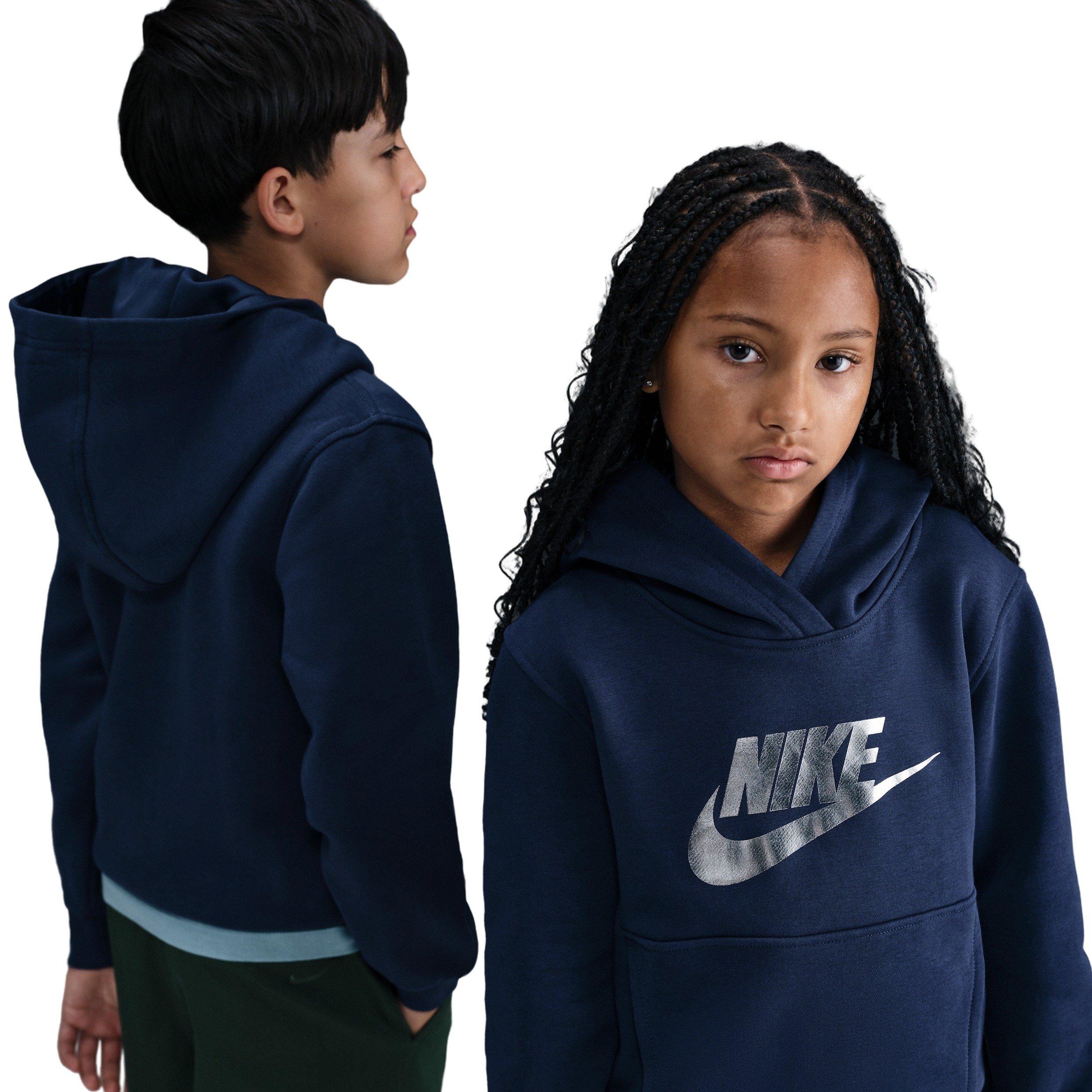 Nike Sportswear Club Fleece Big Kids' Navy/Silver Hoodie